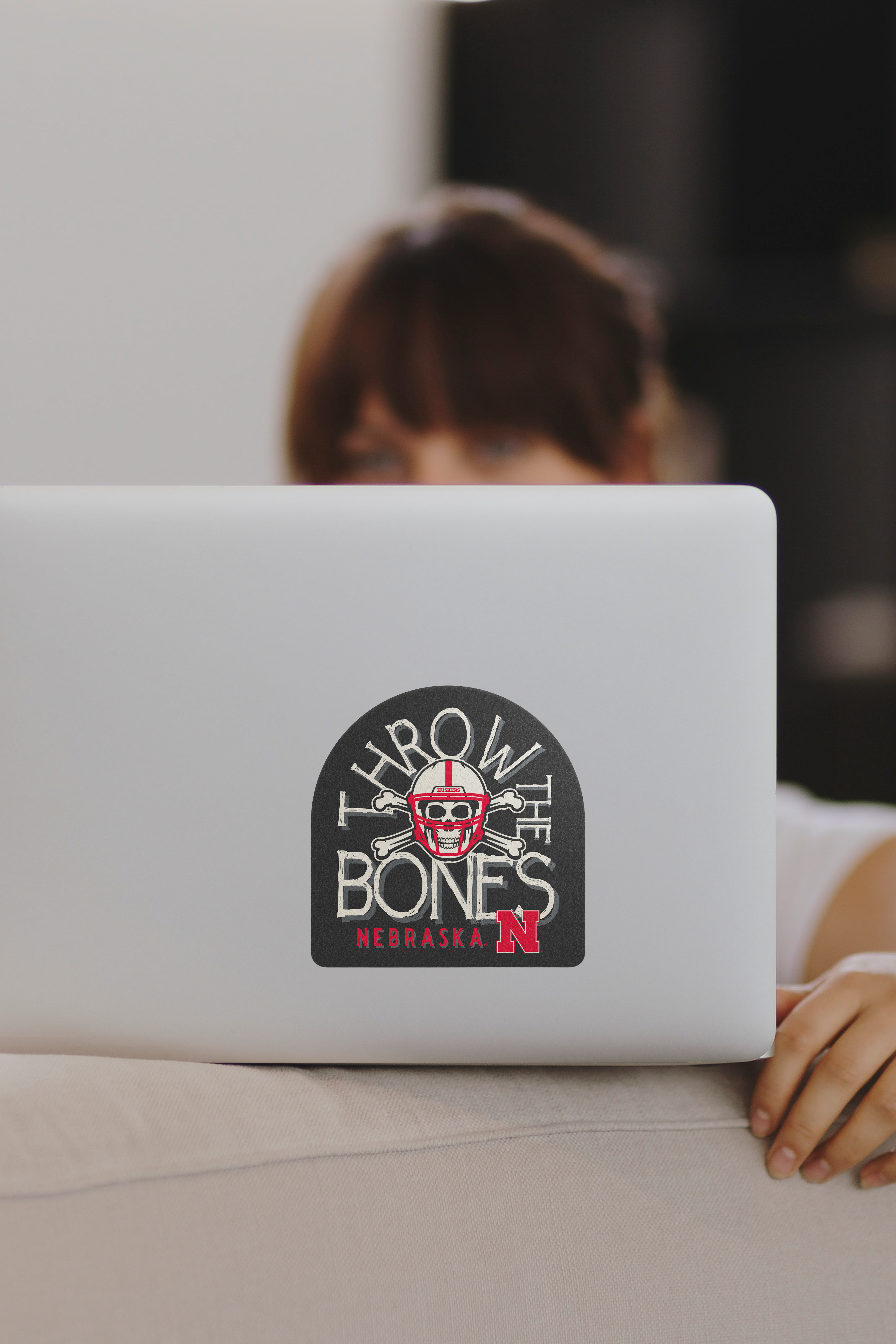 Rugged Throw the Bones Arch Sticker - Medium - Nebraska Cornhuskers
