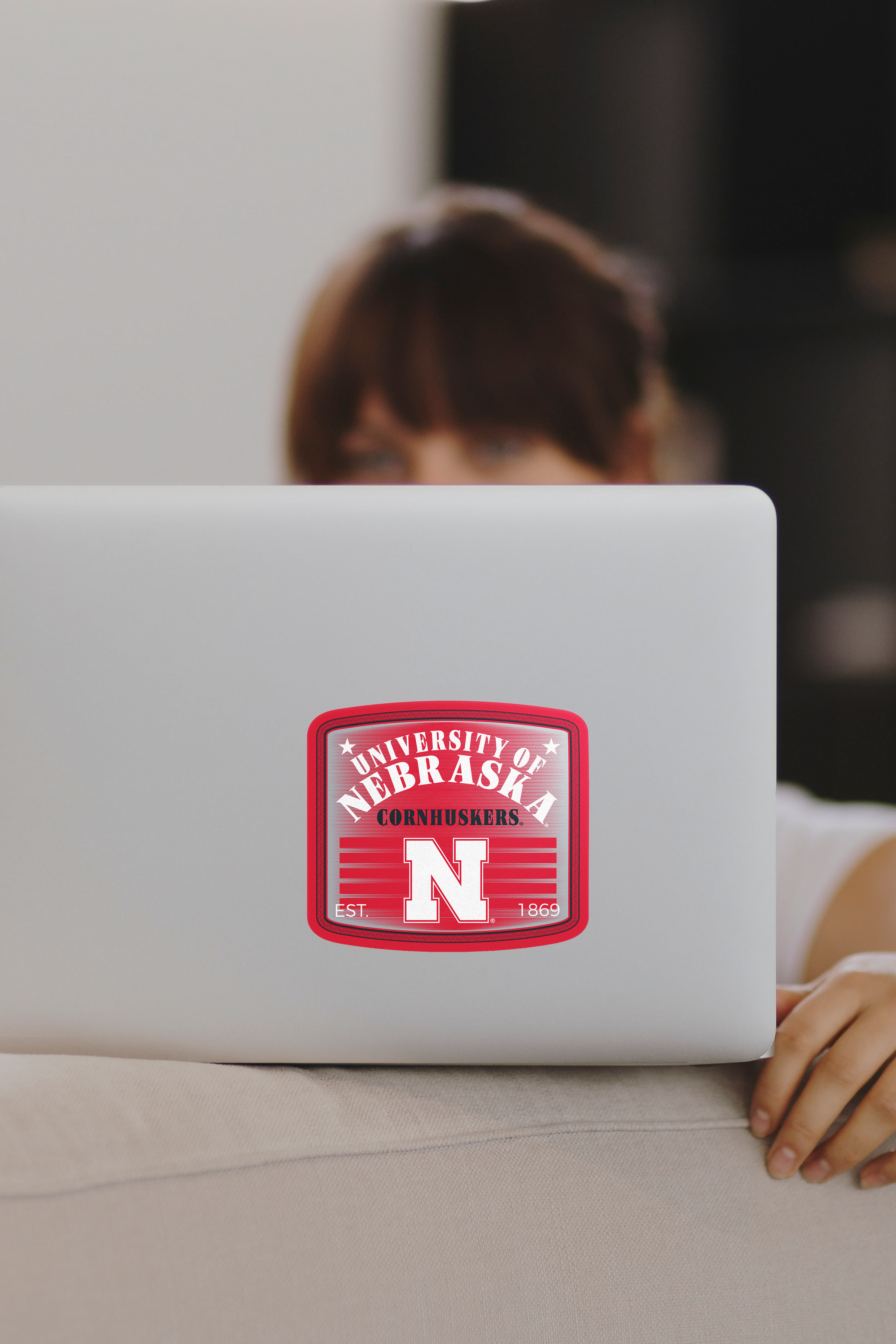Rugged Western Distressed Sticker - Medium - Nebraska Cornhuskers