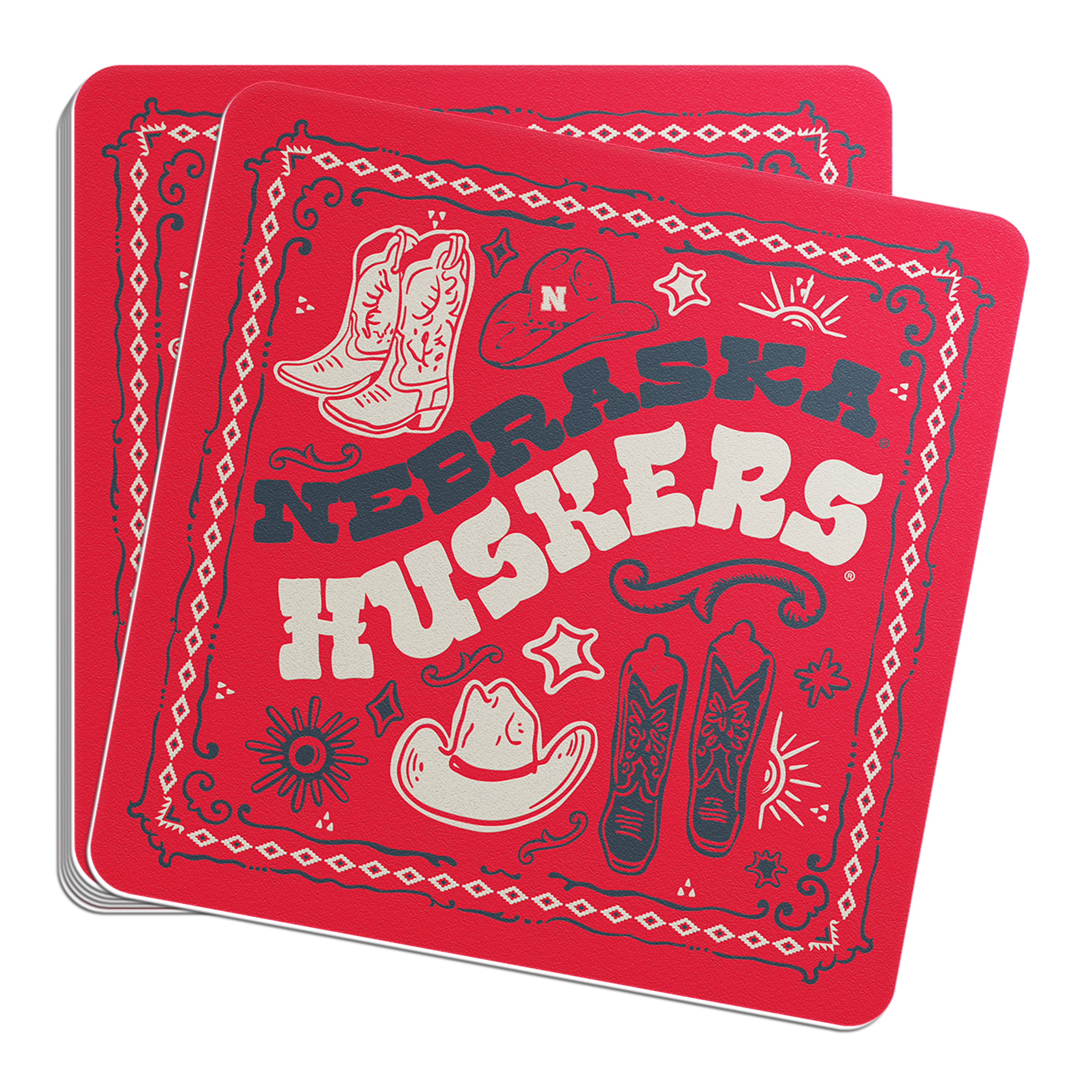 Rugged Bandana Sticker - Large - Nebraska Cornhuskers