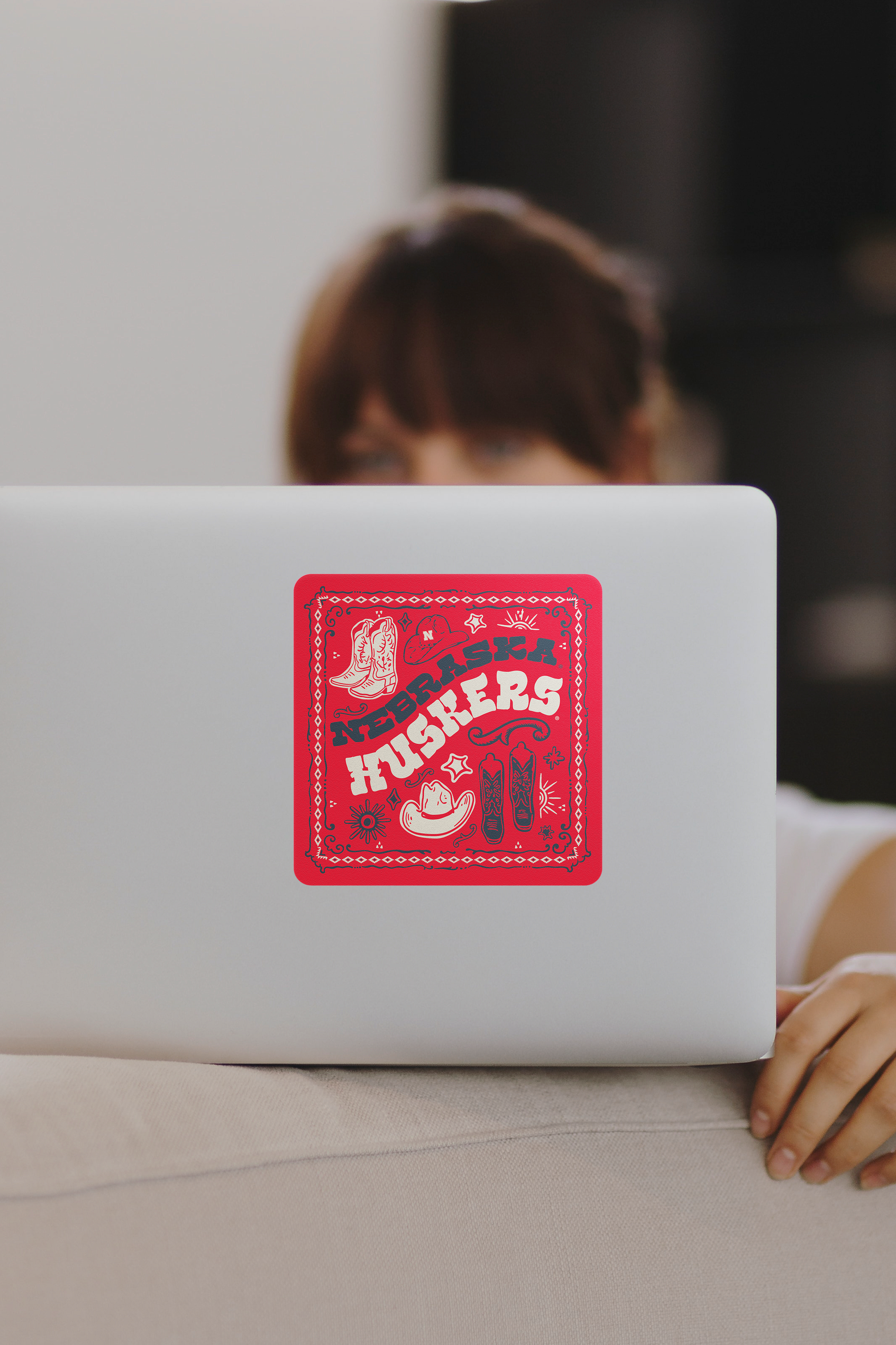 Rugged Bandana Sticker - Large - Nebraska Cornhuskers