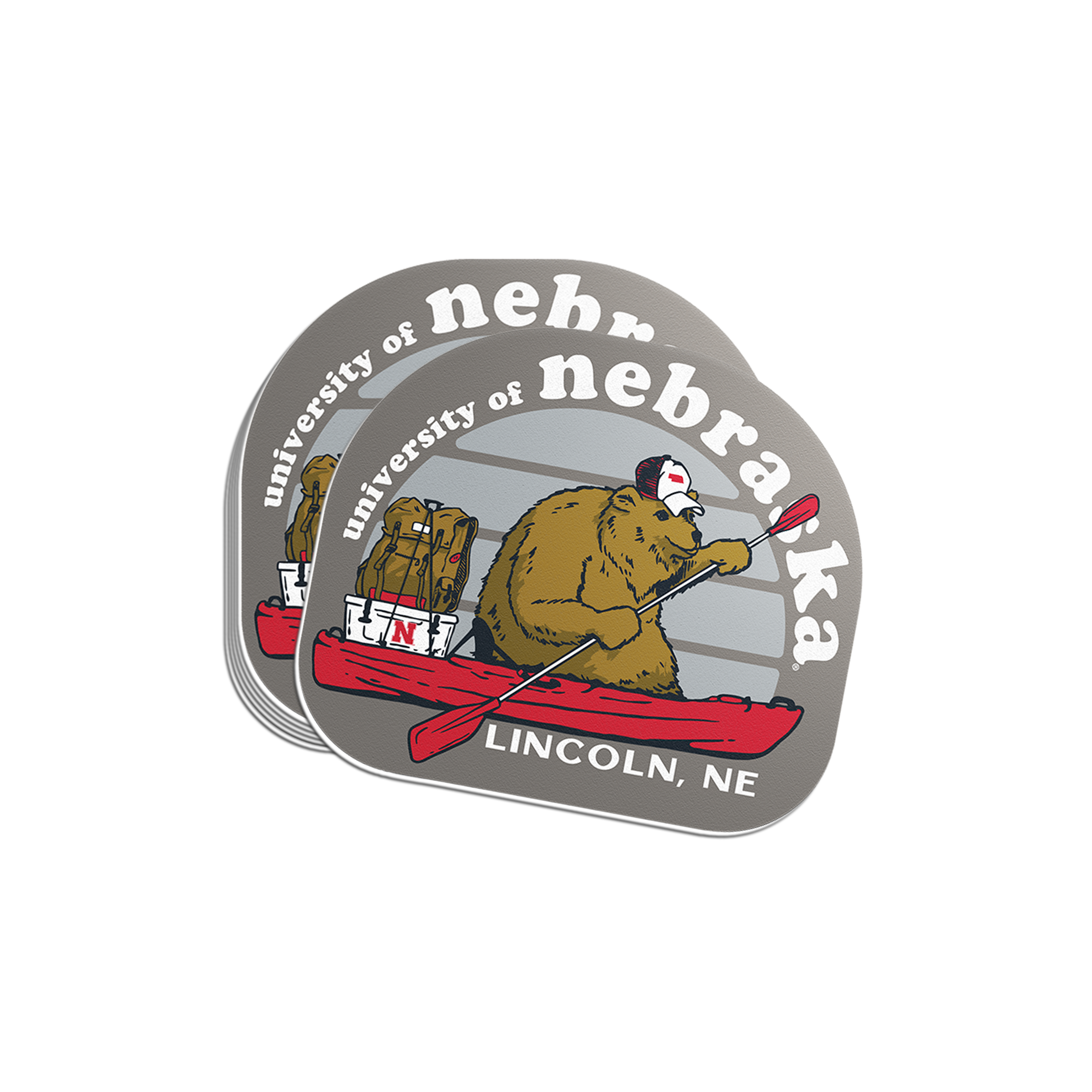 Rugged Bear Sticker - Medium - Nebraska Cornhuskers