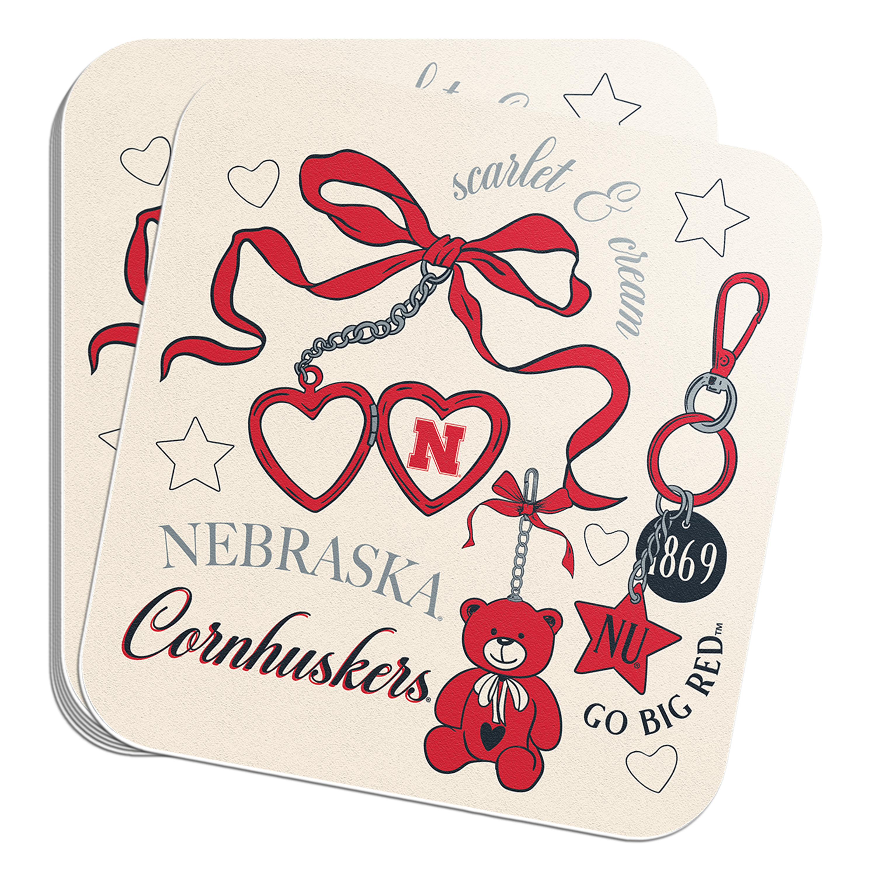 Rugged Charmed Sticker - Large - Nebraska Cornhuskers