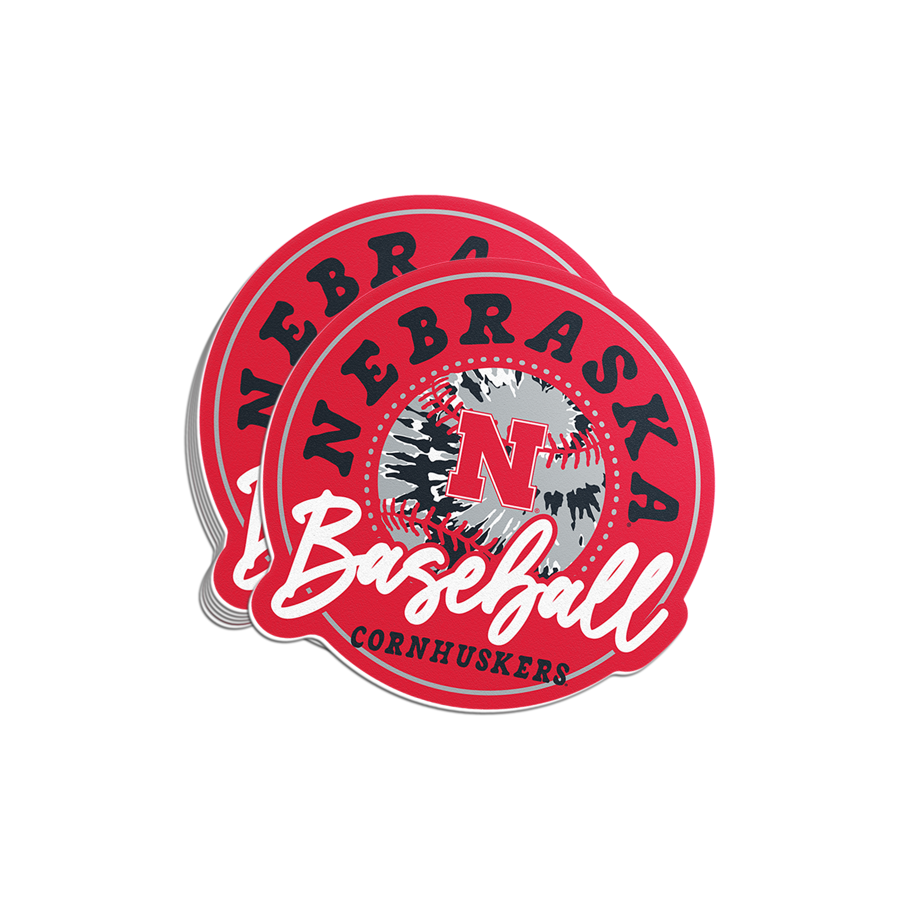 Rugged Distressed Baseball Sticker - Medium - Nebraska Cornhuskers