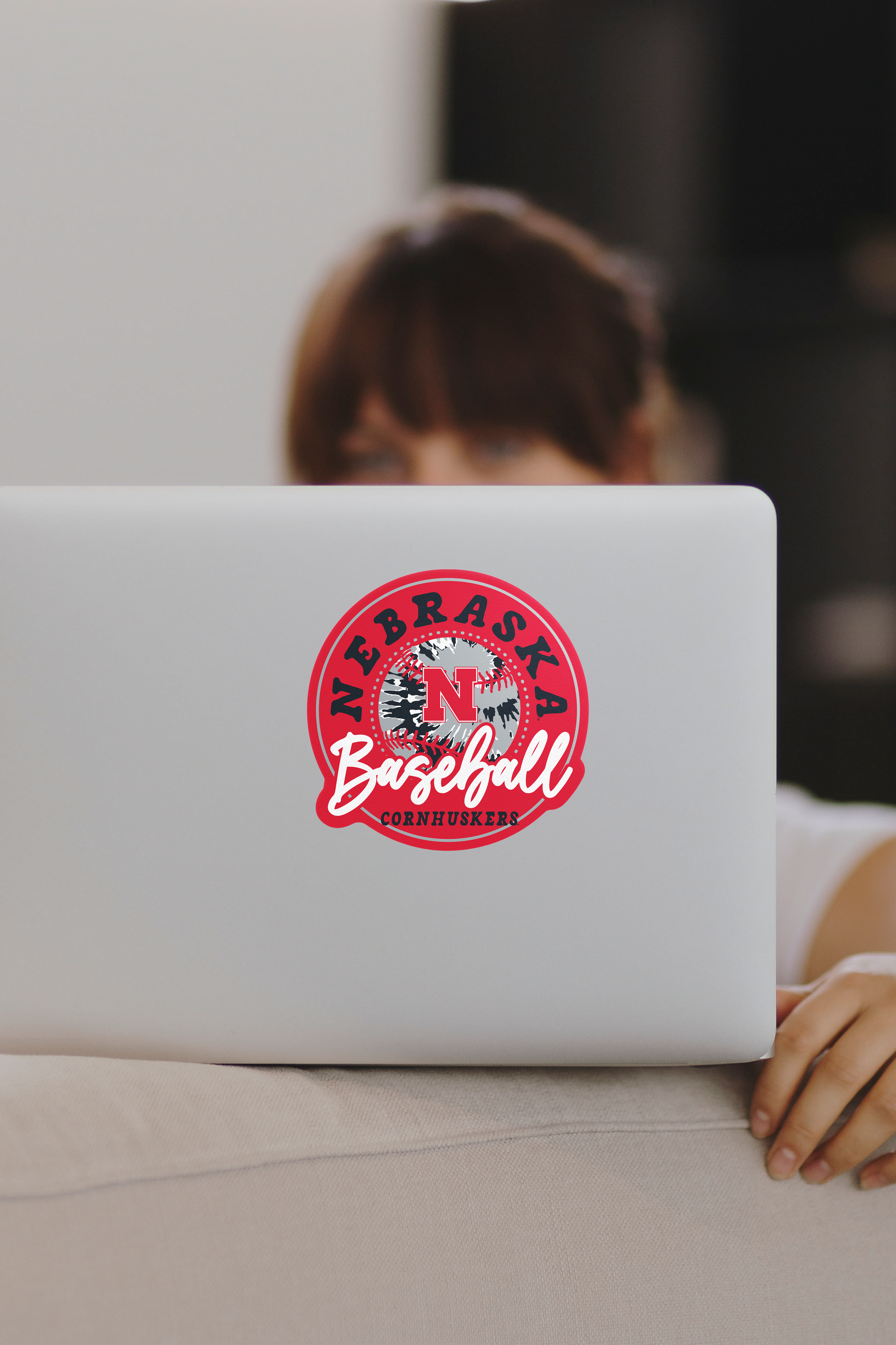 Rugged Distressed Baseball Sticker - Medium - Nebraska Cornhuskers
