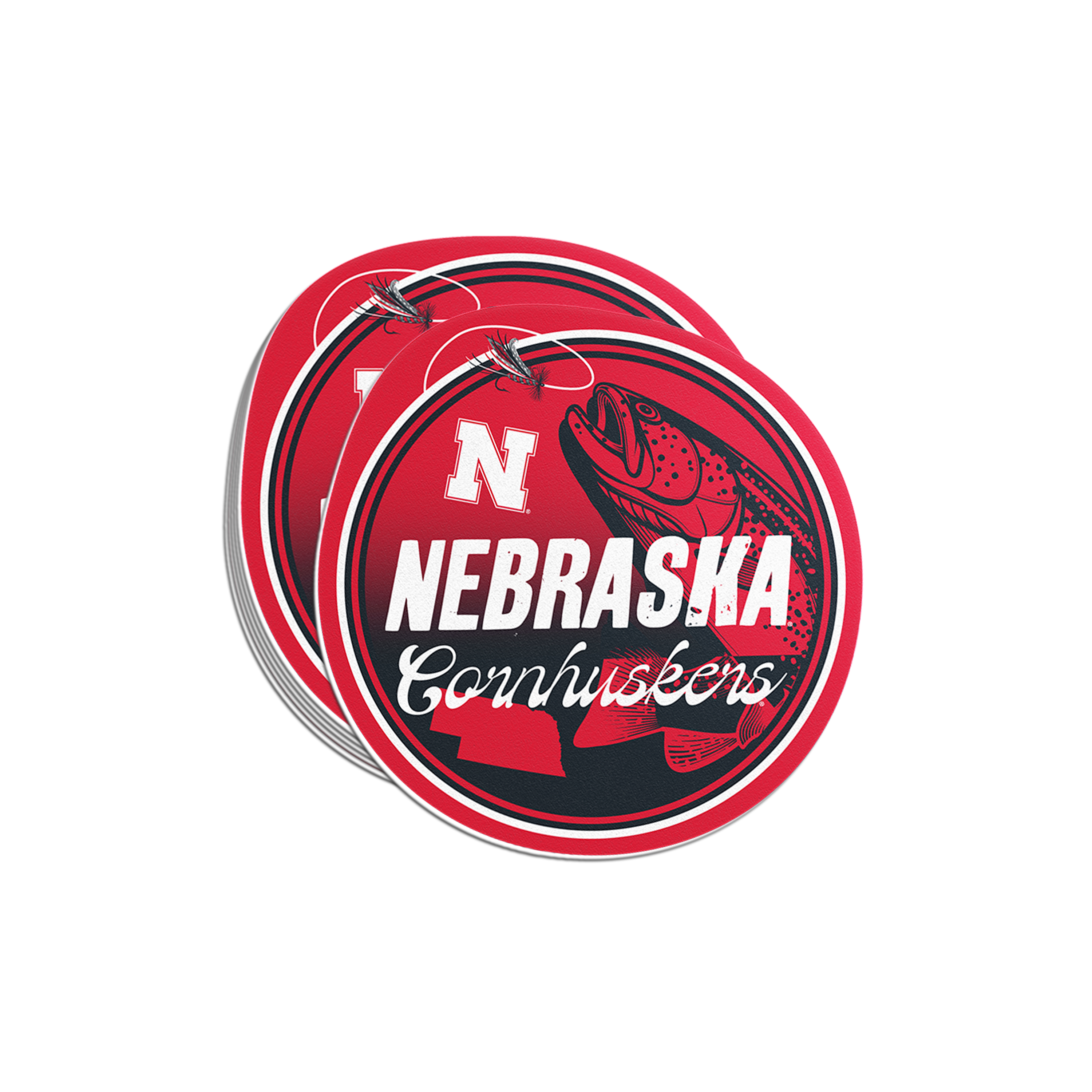 Rugged Fishing Sticker - Medium - Nebraska Cornhuskers
