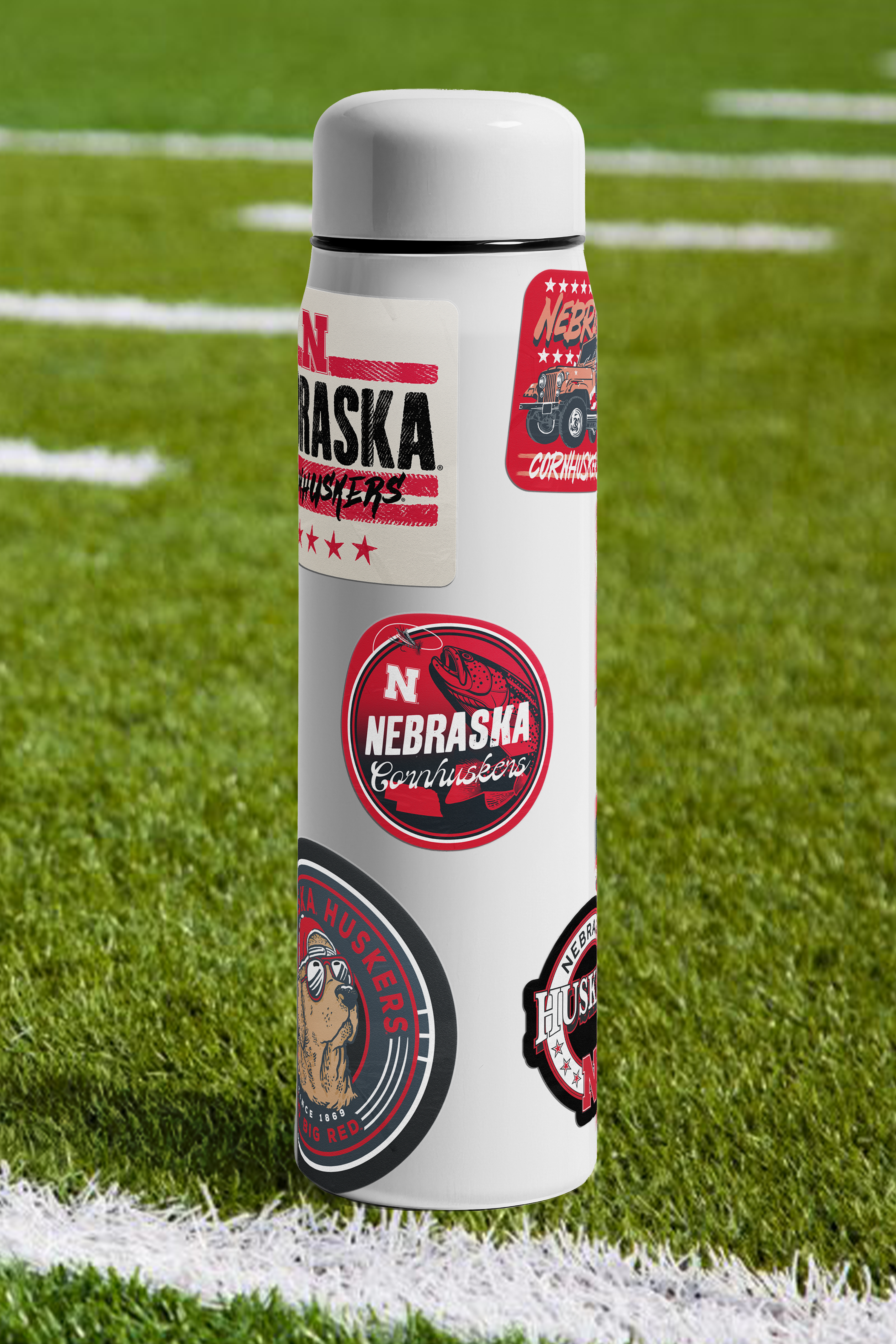 Rugged Fishing Sticker - Medium - Nebraska Cornhuskers