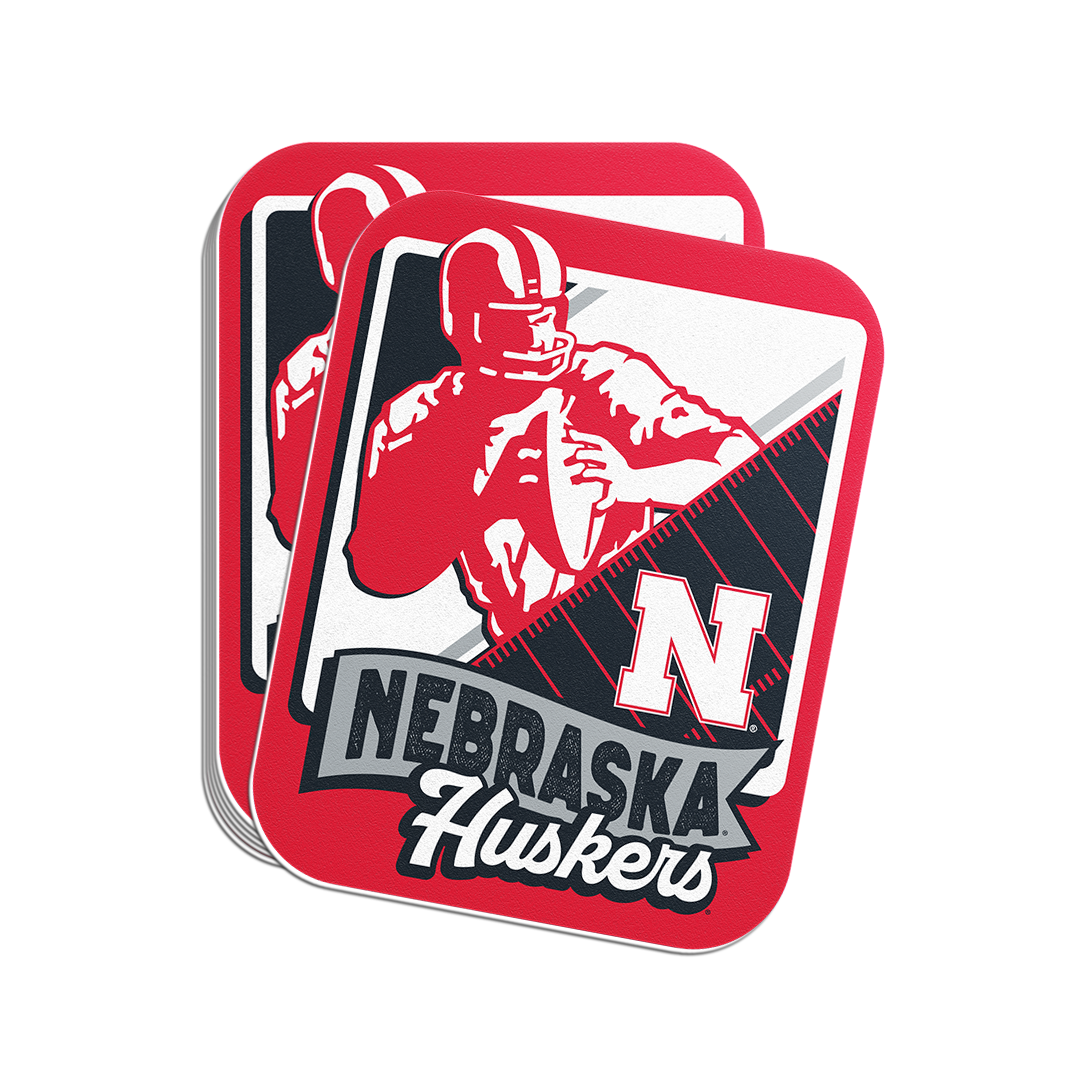 Rugged Football Player Vintage Sticker - Medium - Nebraska Cornhuskers