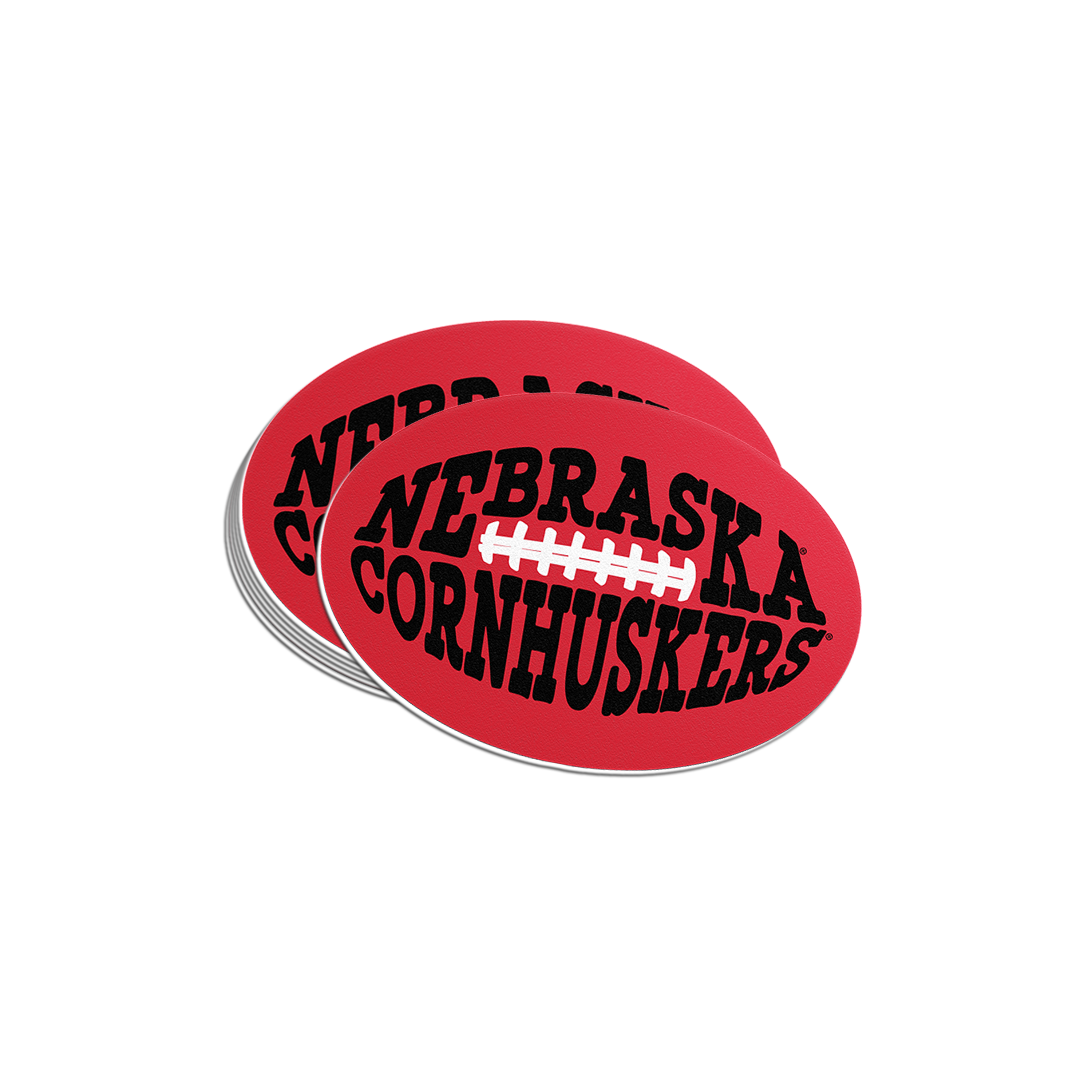 Rugged Football Shaped Sticker - Medium - Nebraska Cornhuskers