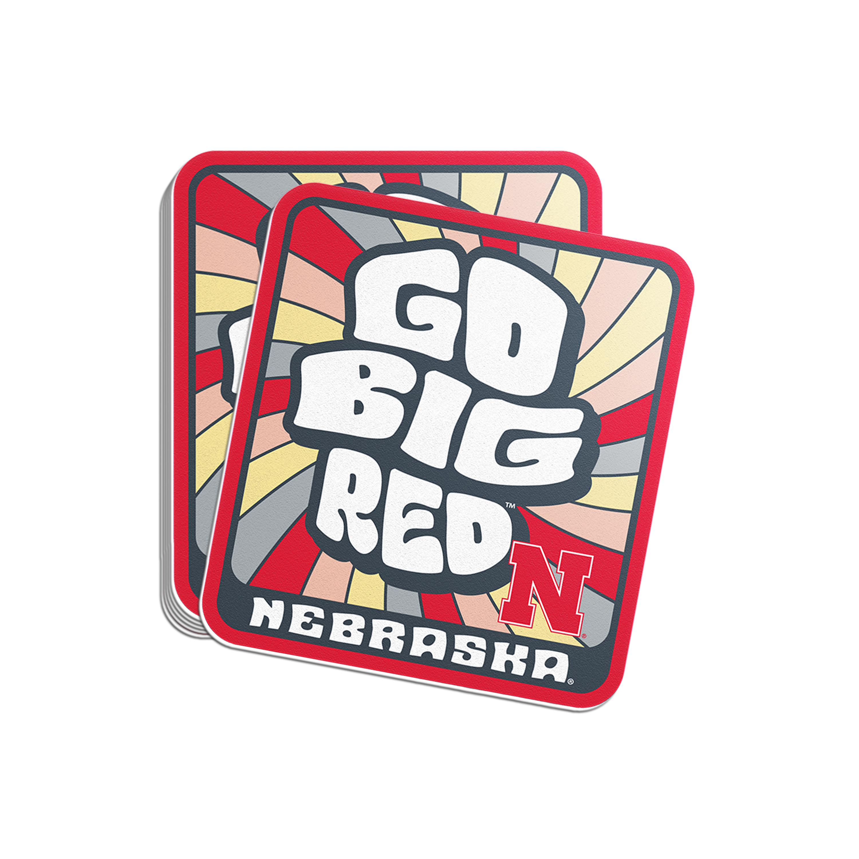 Rugged Go Big Red Tie-Dye Sticker - Medium - Nebraska Cornhuskers