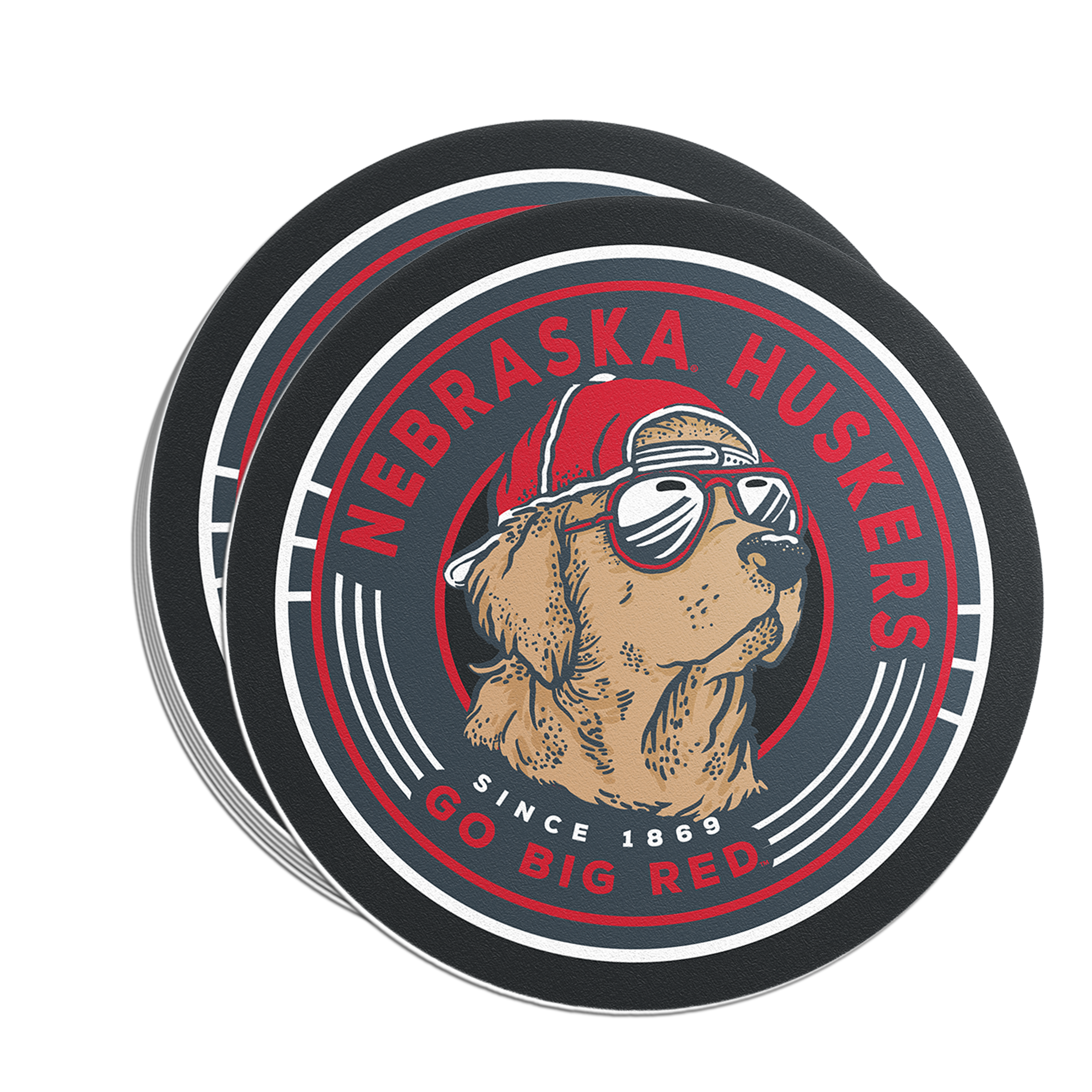 Rugged Golden Retriever Dog Sticker - Large - Nebraska Cornhuskers