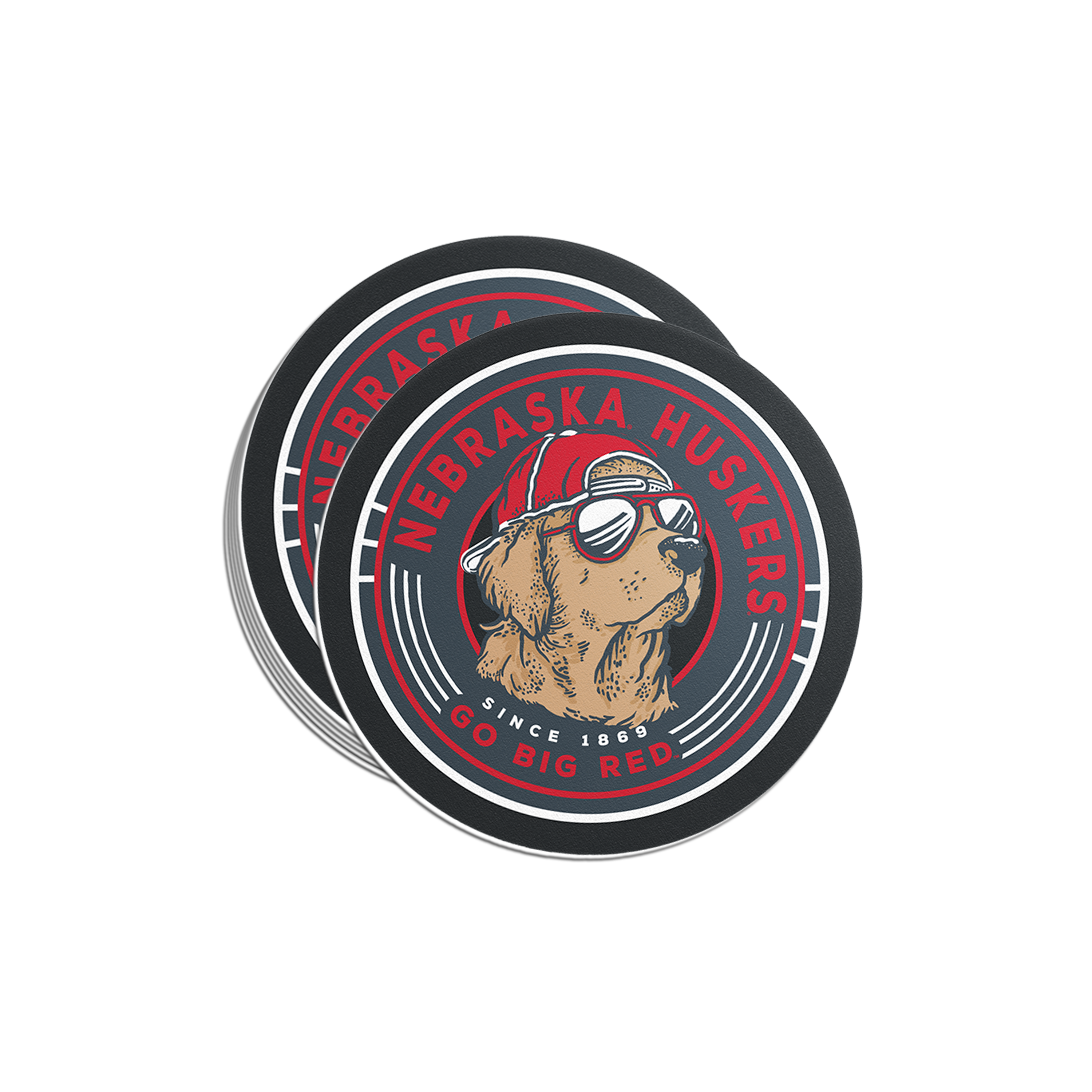Rugged Golden Retriever Dog Sticker - Medium - Nebraska Cornhuskers