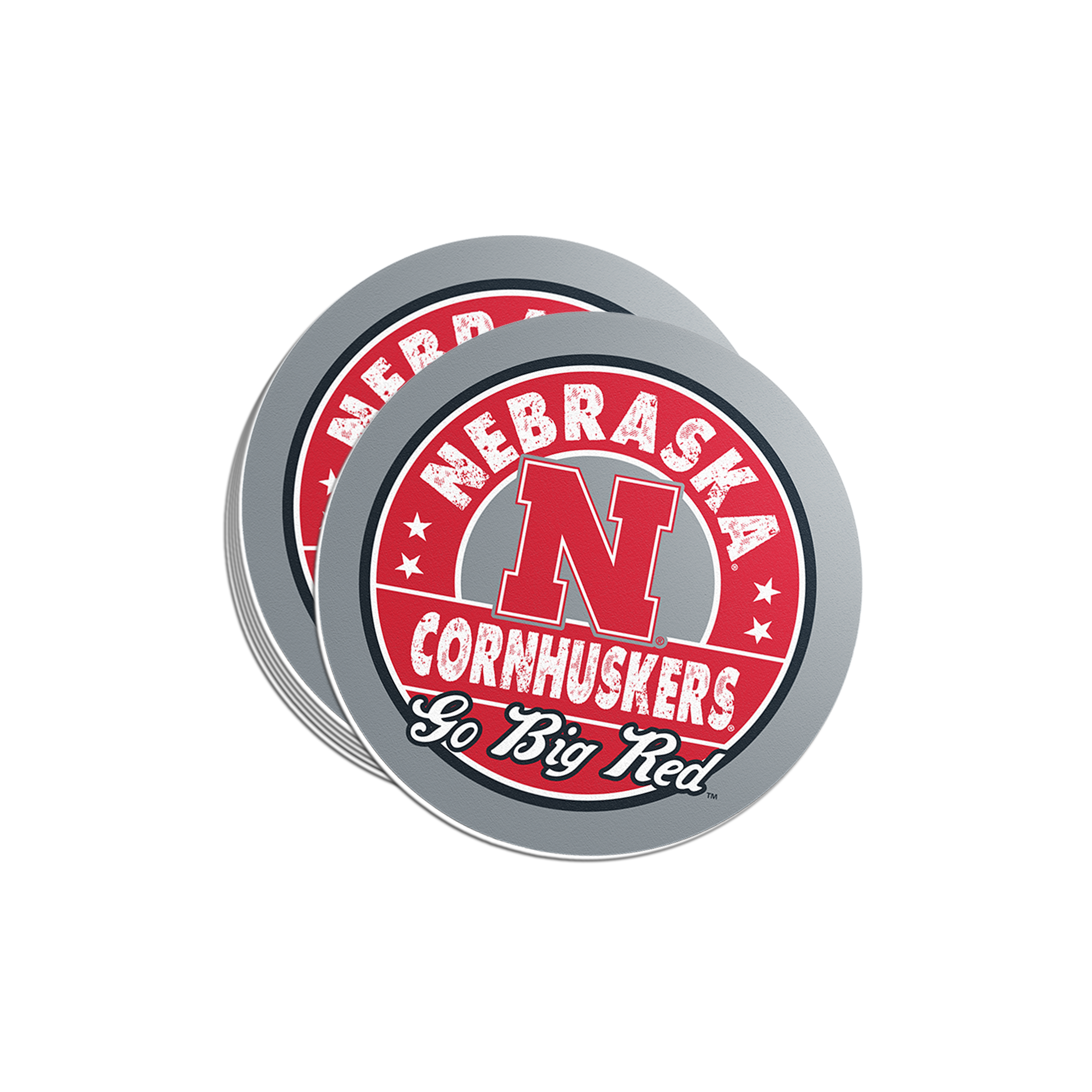Rugged Grey Stars Western Tactical Sticker - Medium - Nebraska Cornhuskers