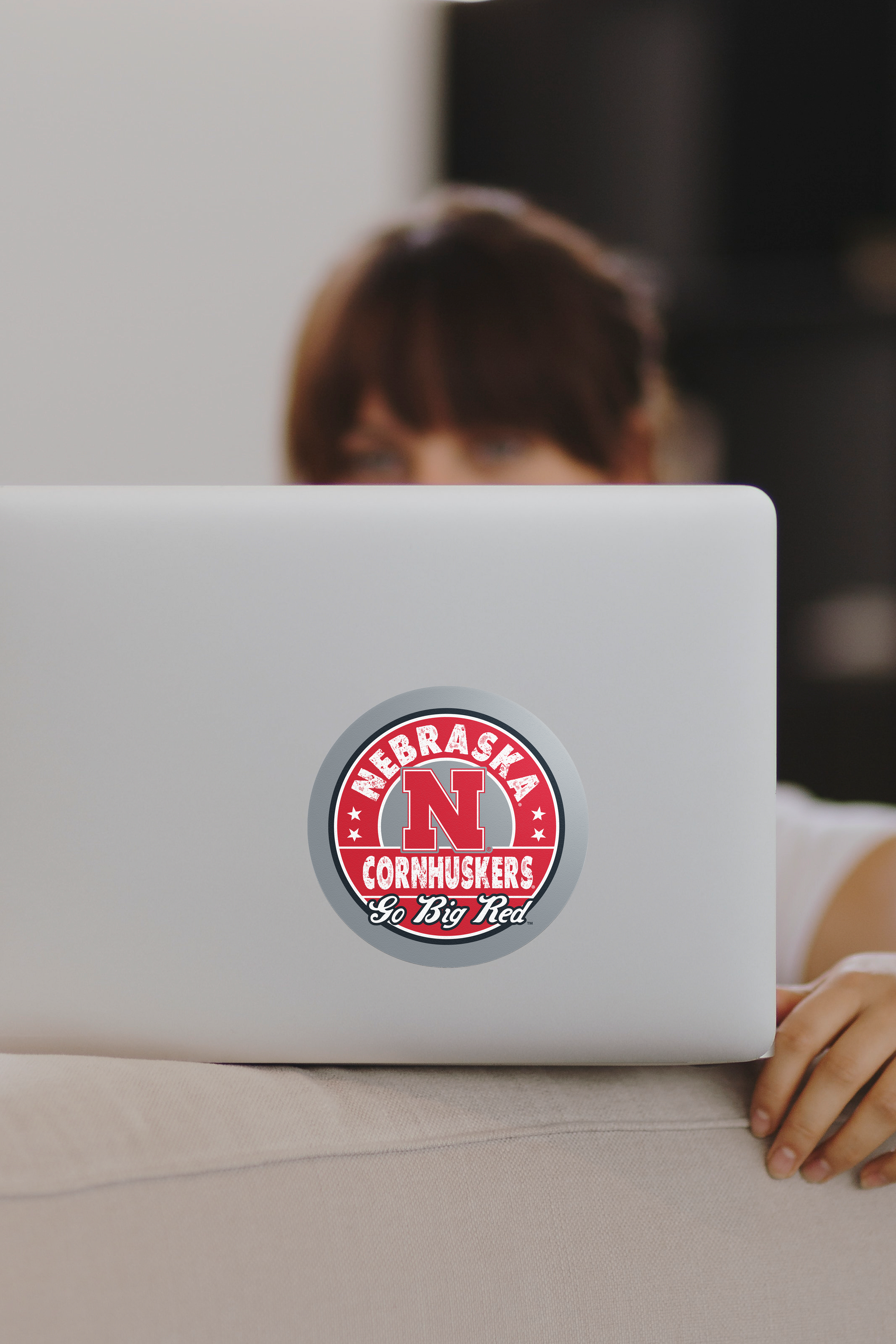 Rugged Grey Stars Western Tactical Sticker - Medium - Nebraska Cornhuskers