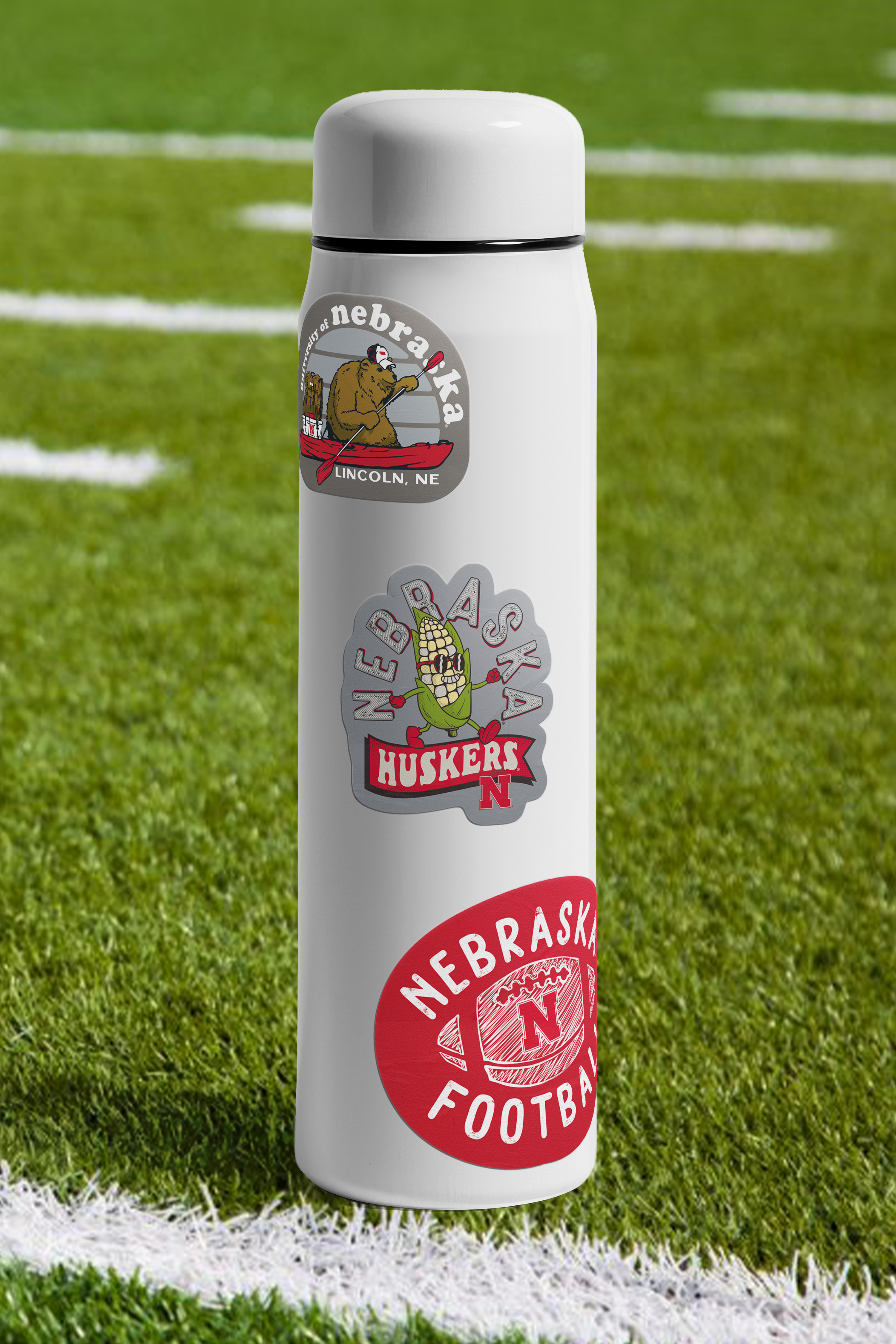 Rugged Happy Corn Arch Banner Sticker - Medium - Nebraska Cornhuskers