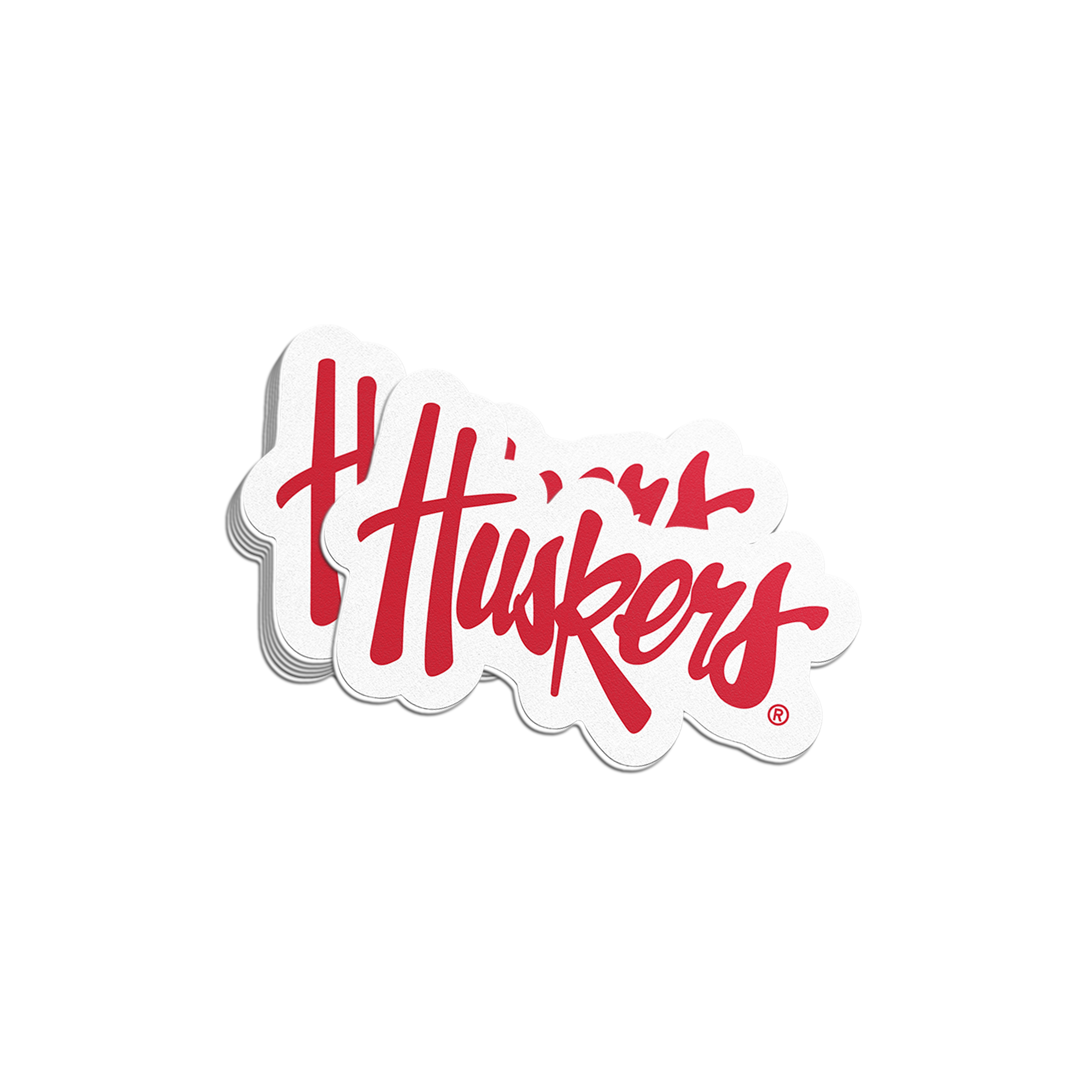 Rugged Huskers Script Sticker - Medium - Nebraska Cornhuskers