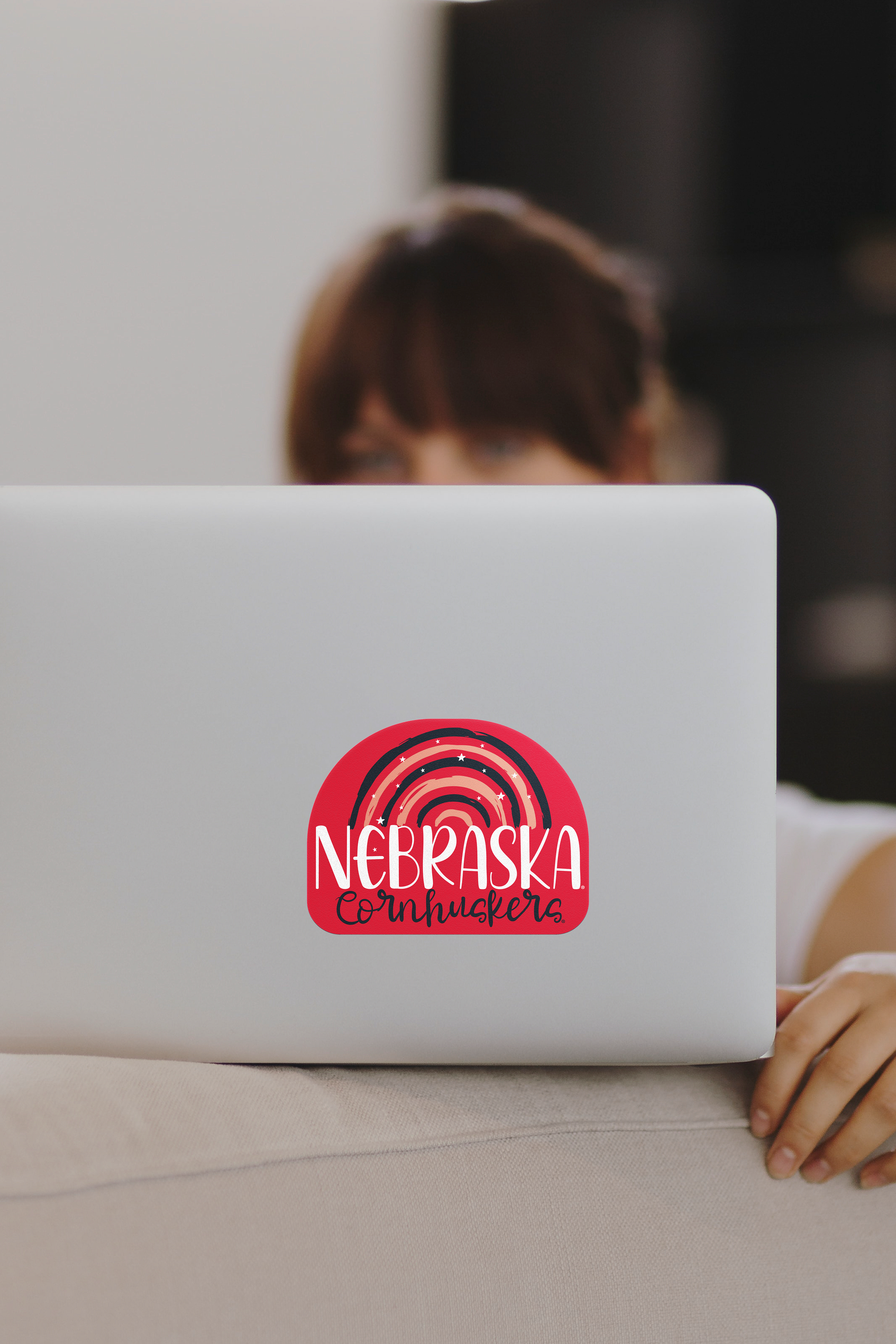 Rugged Rainbow Sticker - Medium - Nebraska Cornhuskers