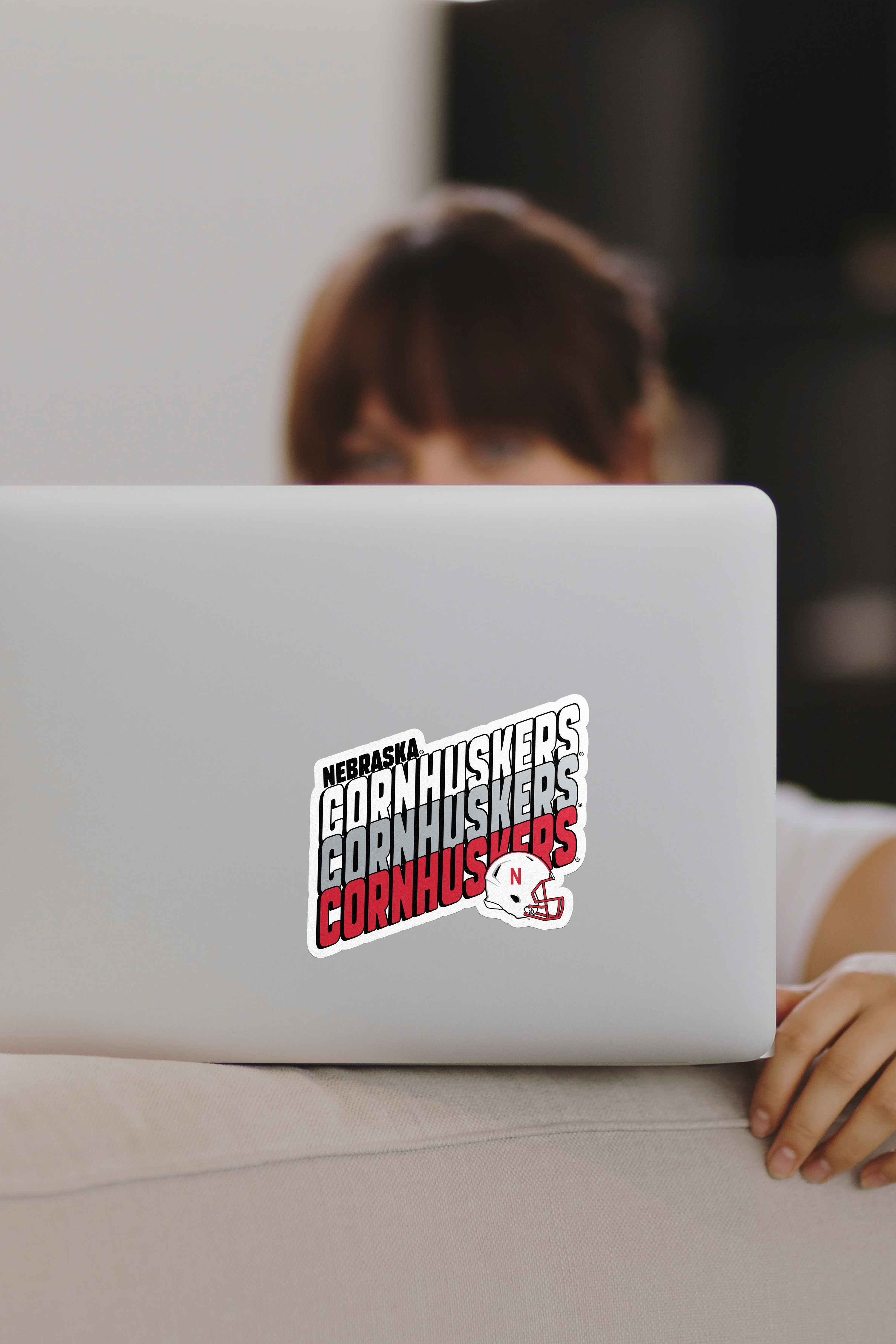 Rugged Repeating Cornhuskers Sticker - Medium - Nebraska Cornhuskers