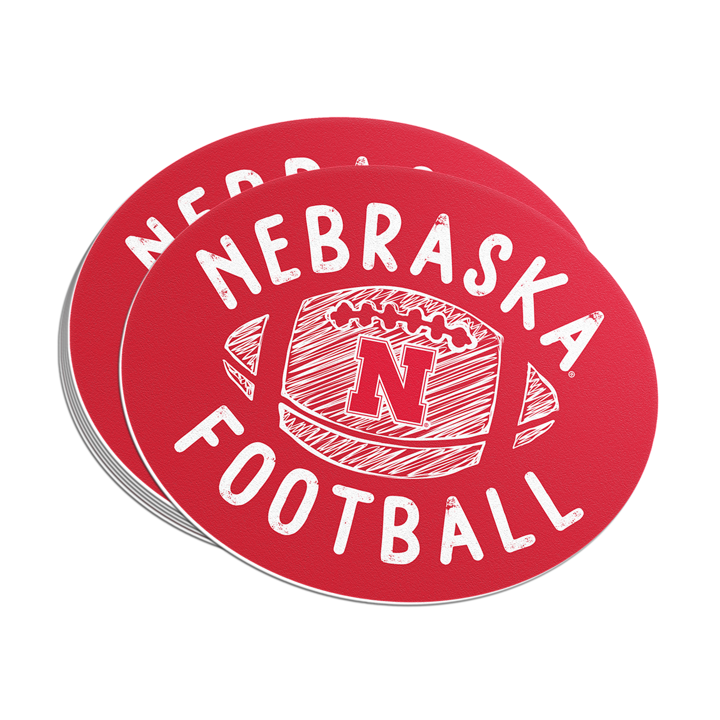 Rugged Scribble Football Sticker - Large - Nebraska Cornhuskers