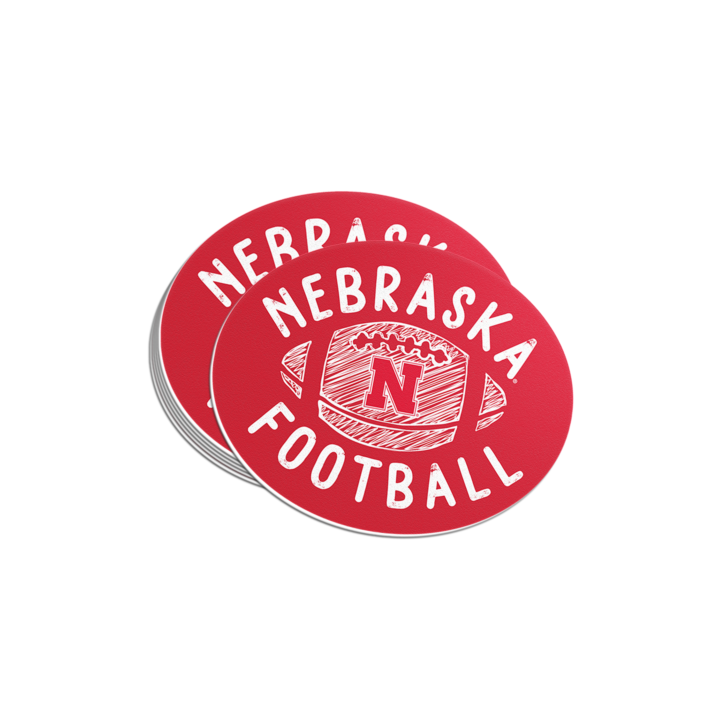 Rugged Scribble Football Sticker - Medium - Nebraska Cornhuskers