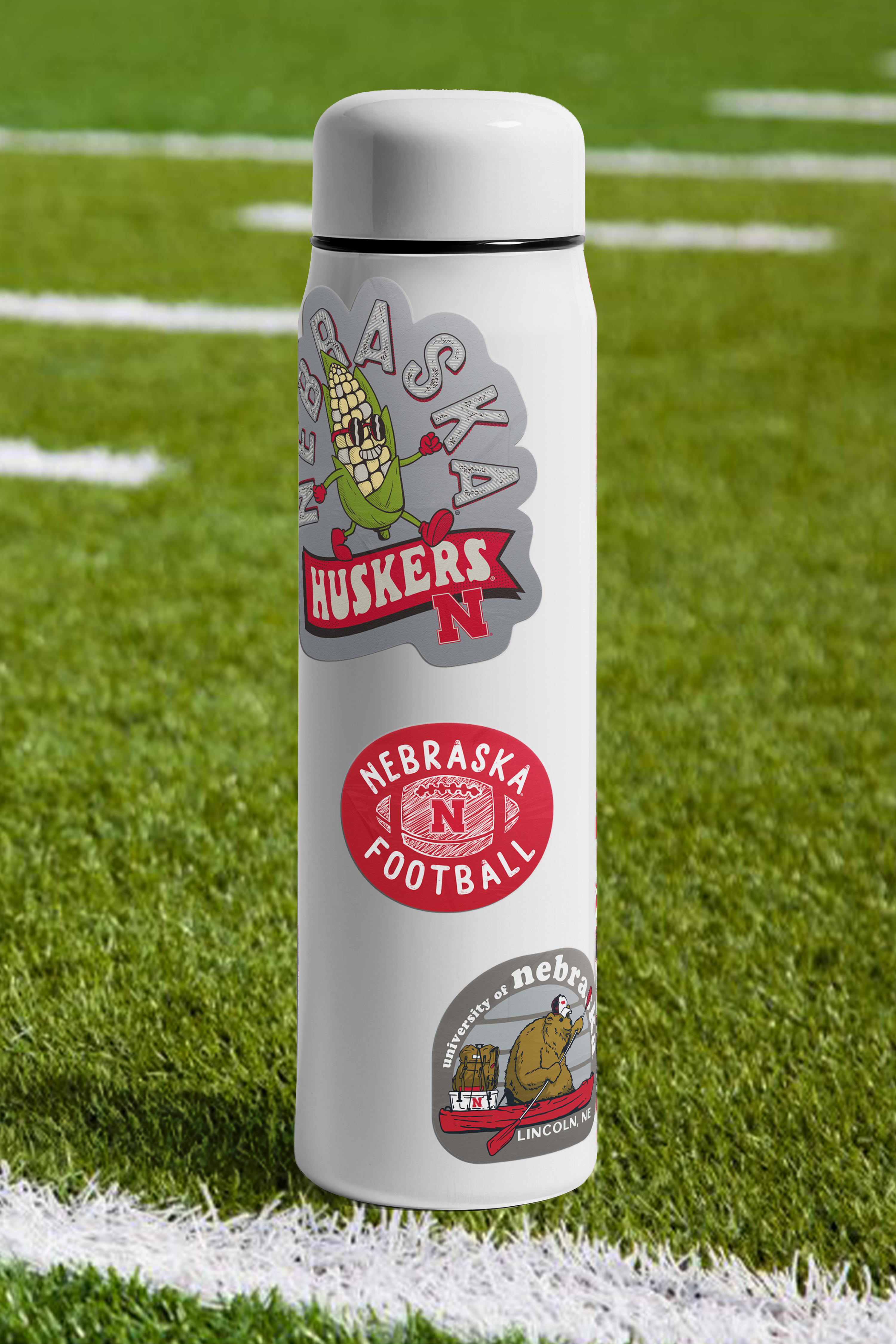 Rugged Scribble Football Sticker - Medium - Nebraska Cornhuskers