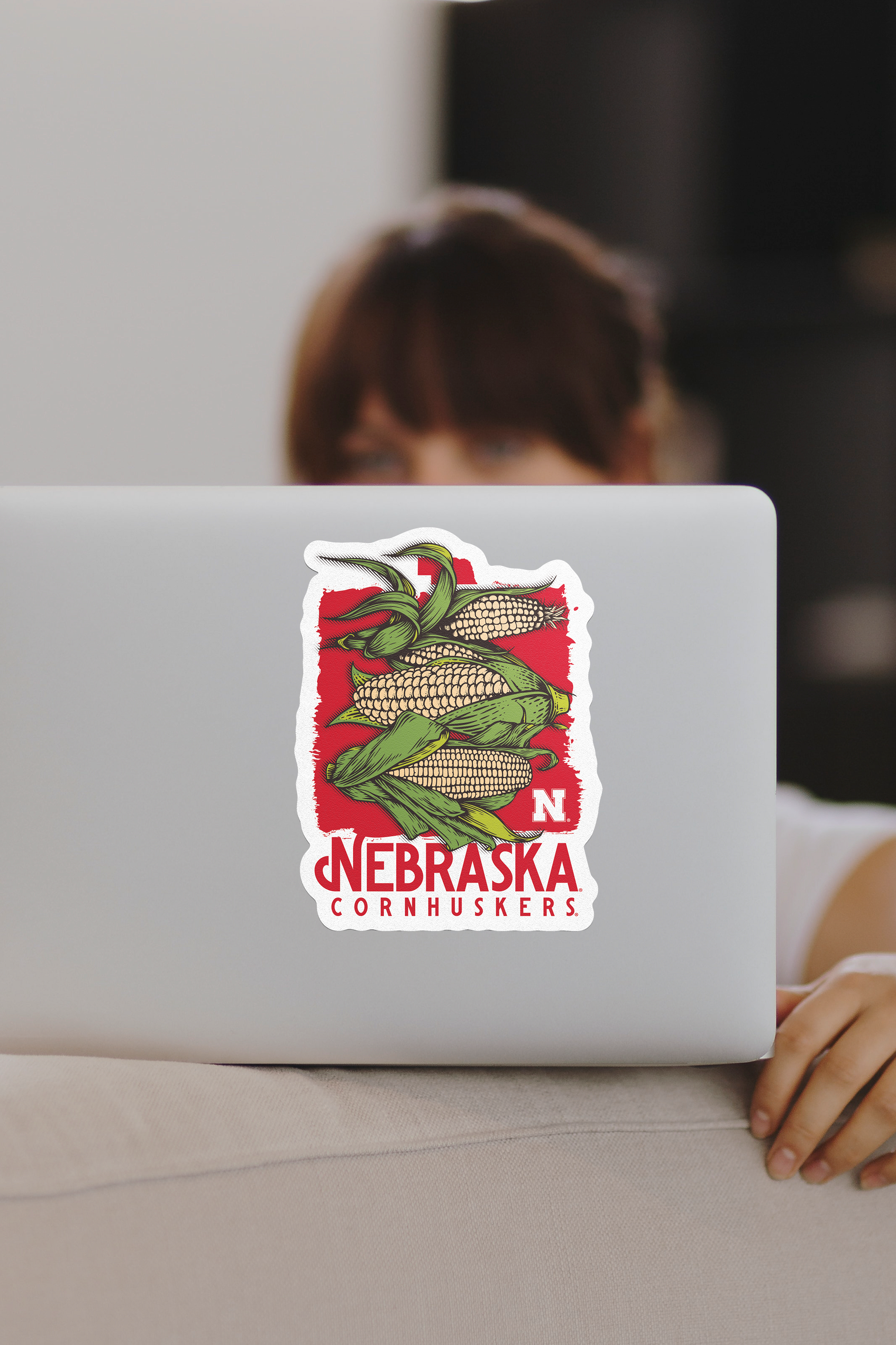 Rugged Stacked Corn Poster Sticker - Large - Nebraska Cornhuskers