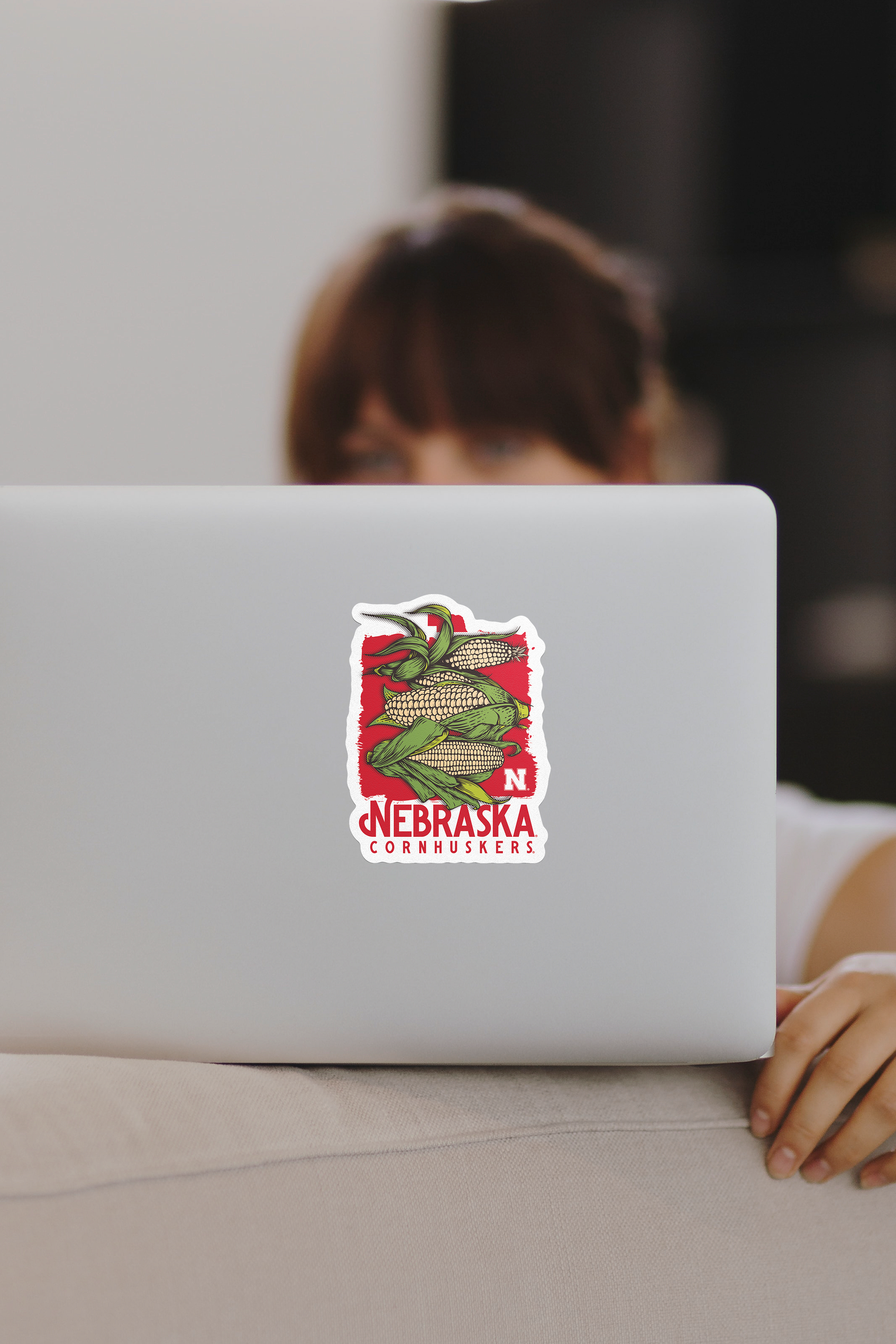 Rugged Stacked Corn Poster Sticker - Medium - Nebraska Cornhuskers