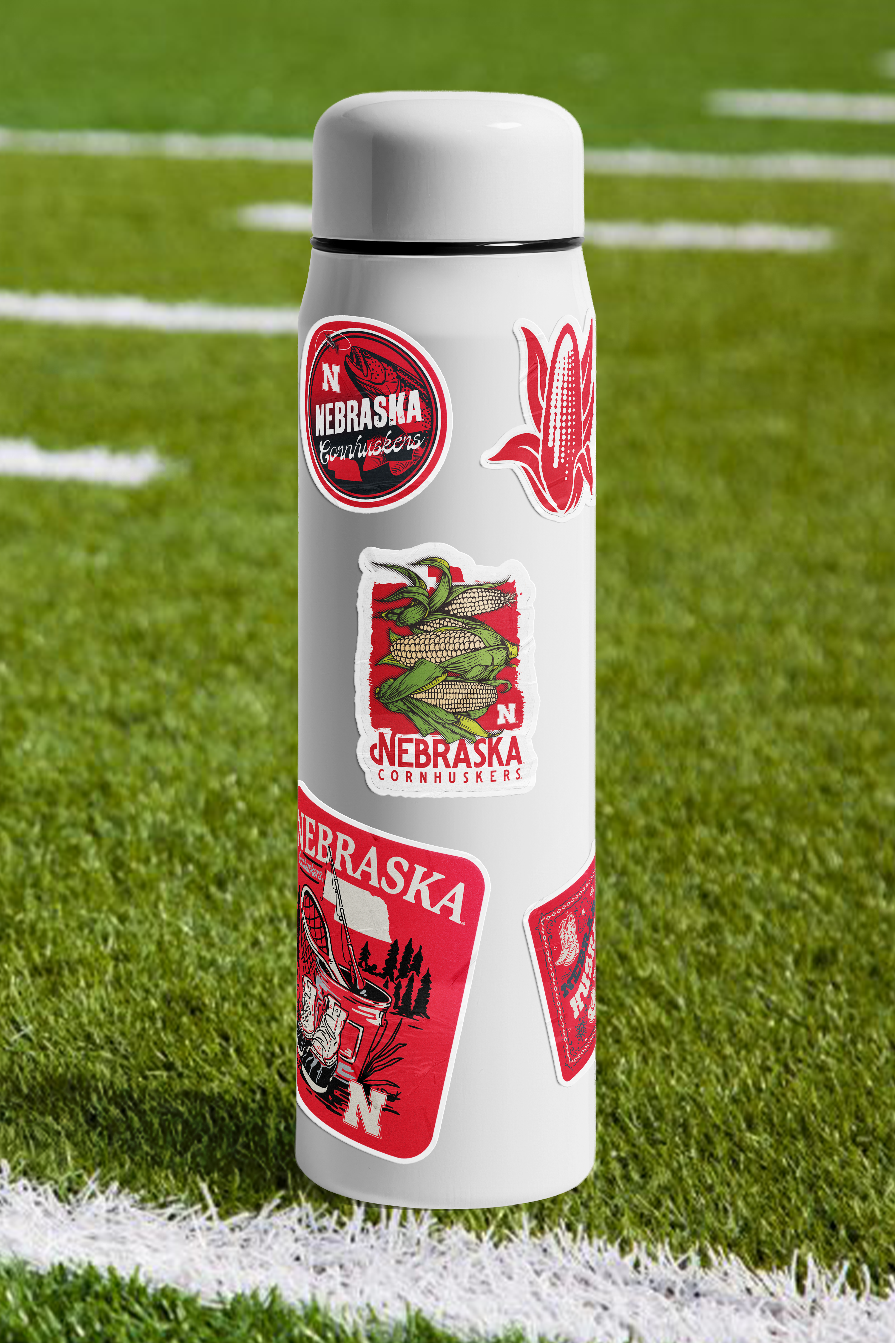 Rugged Stacked Corn Poster Sticker - Medium - Nebraska Cornhuskers