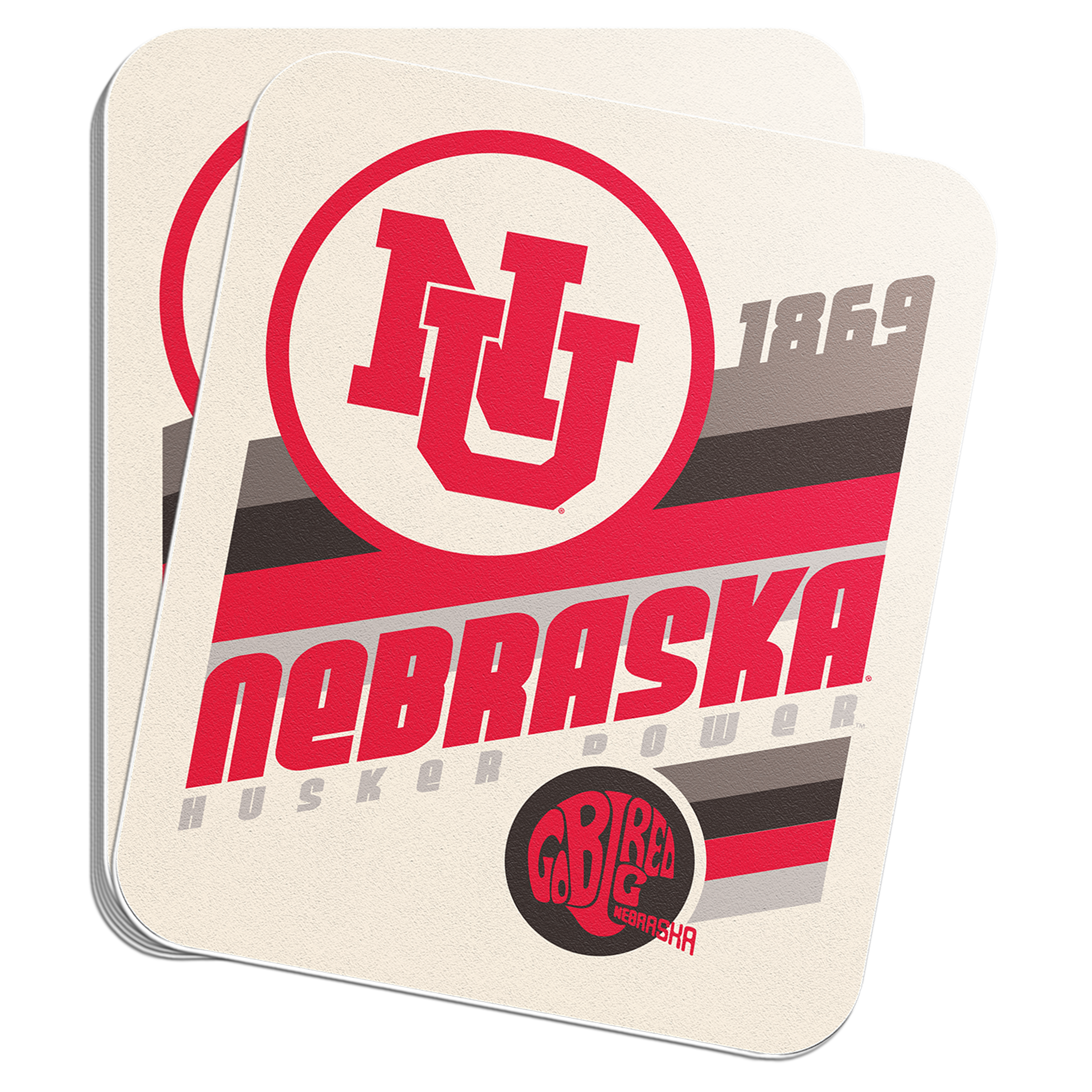 Rugged Striped Husker Power Sticker - Large - Nebraska Cornhuskers