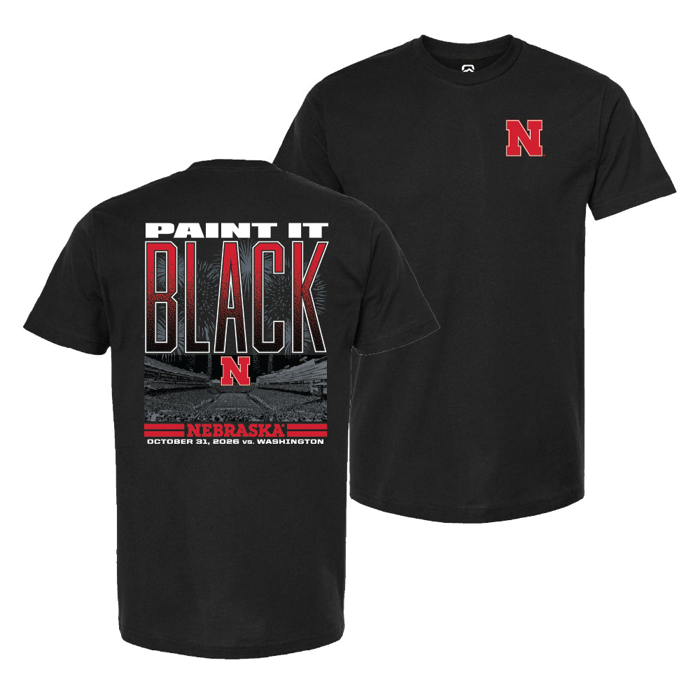 PAINT IT BLACK vs Washington 2026 Stadium Black Tee - Nebraska Cornhuskers