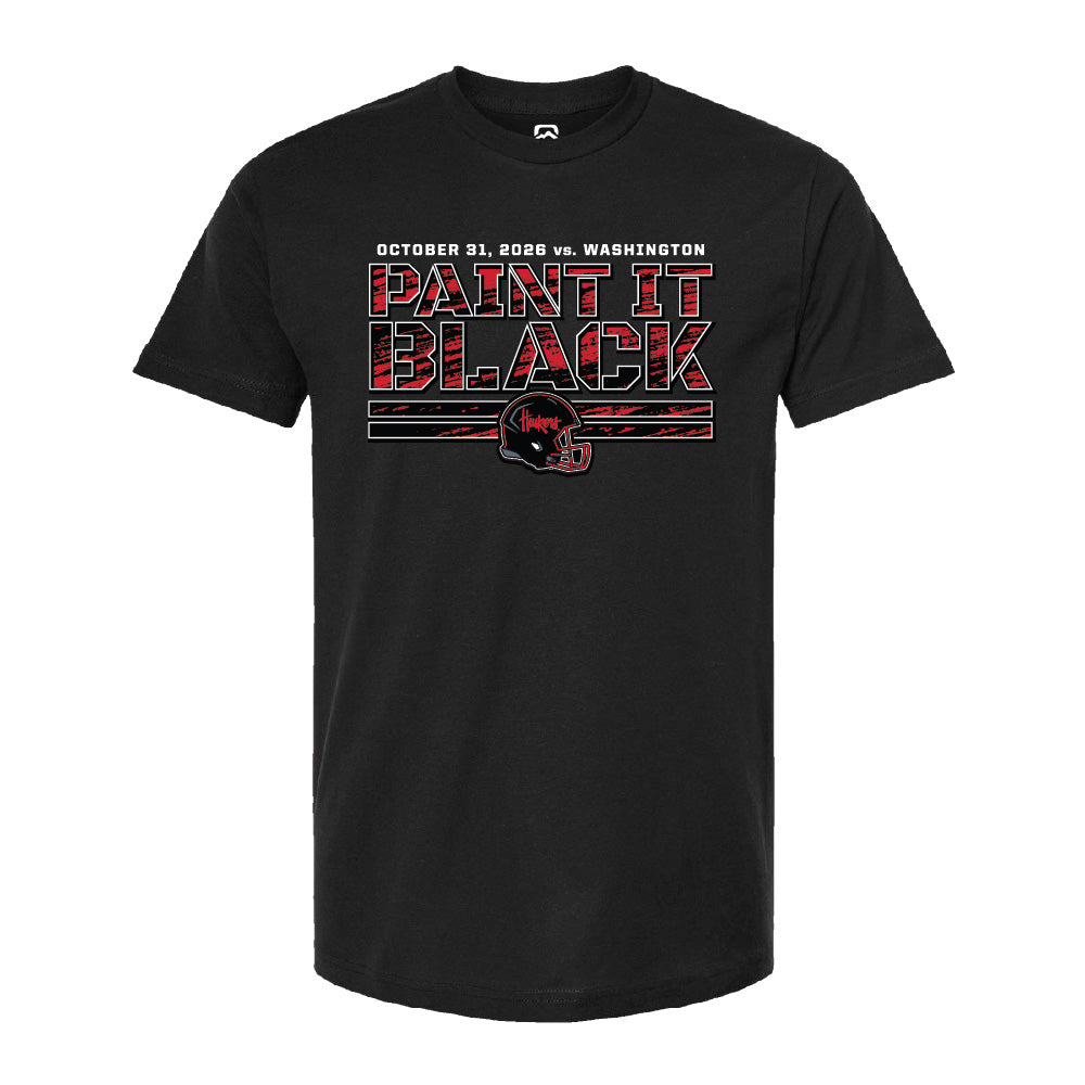 PAINT IT BLACK vs Washington 2026 Black Tee - Nebraska Cornhuskers