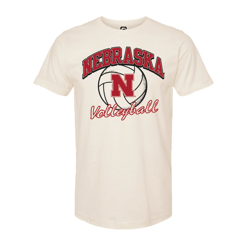 Cream Arch Script Volleyball Tee - Nebraska Cornhuskers