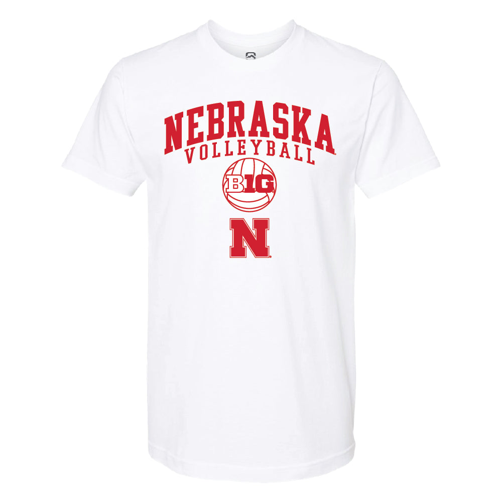 Nebraska BIG10 Volleyball White Tee - Nebraska Cornhuskers