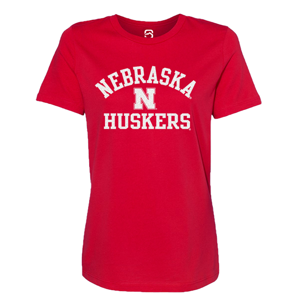 Nebraska Huskers Glitter Women's Tee - Nebraska Cornhuskers