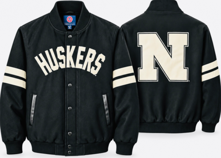 Blackout Varsity Jacket by GIII - Nebraska Cornhuskers