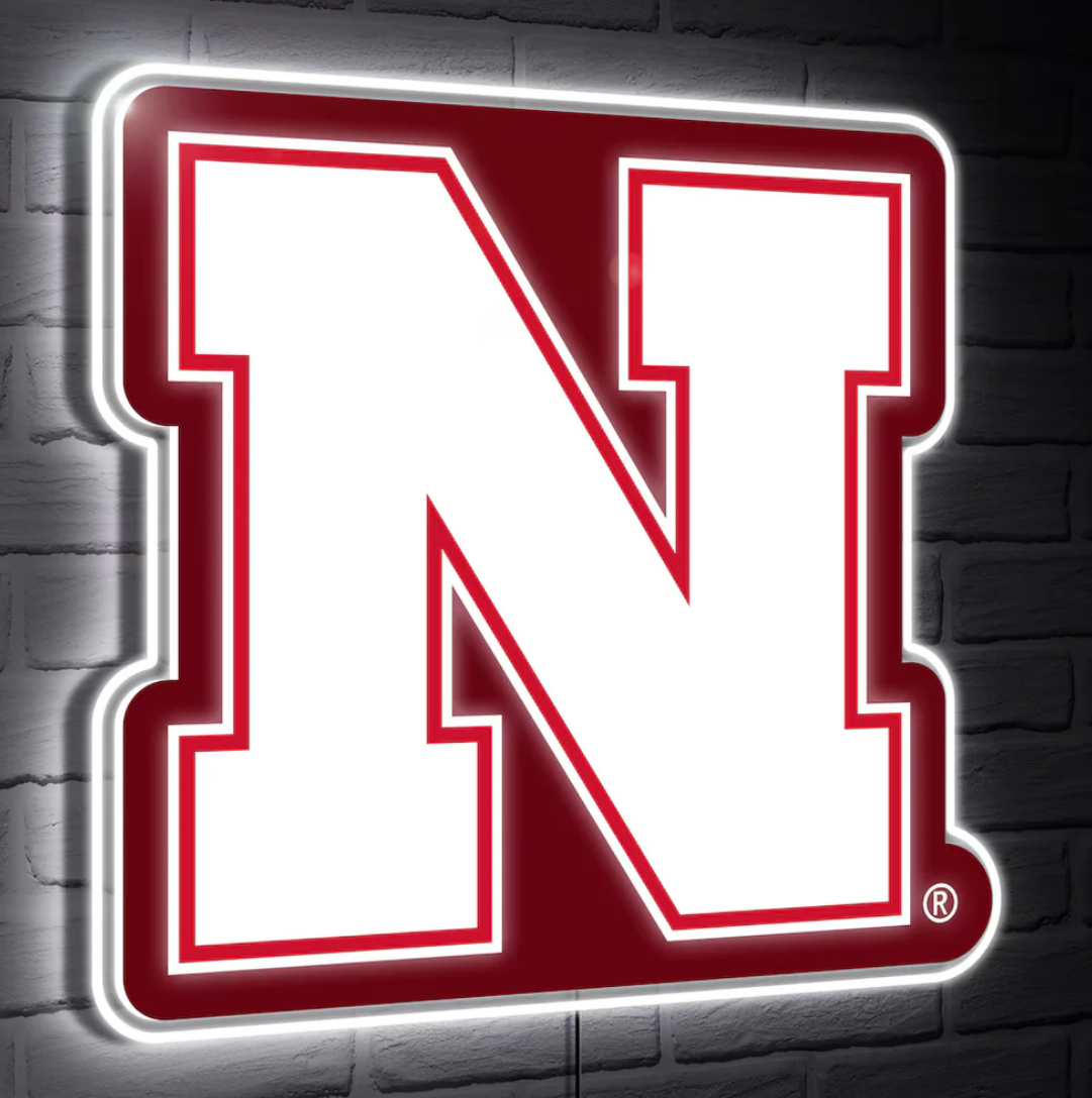 Nebraska Huskers LED Team Logo Shaped Lighted Wall Sign