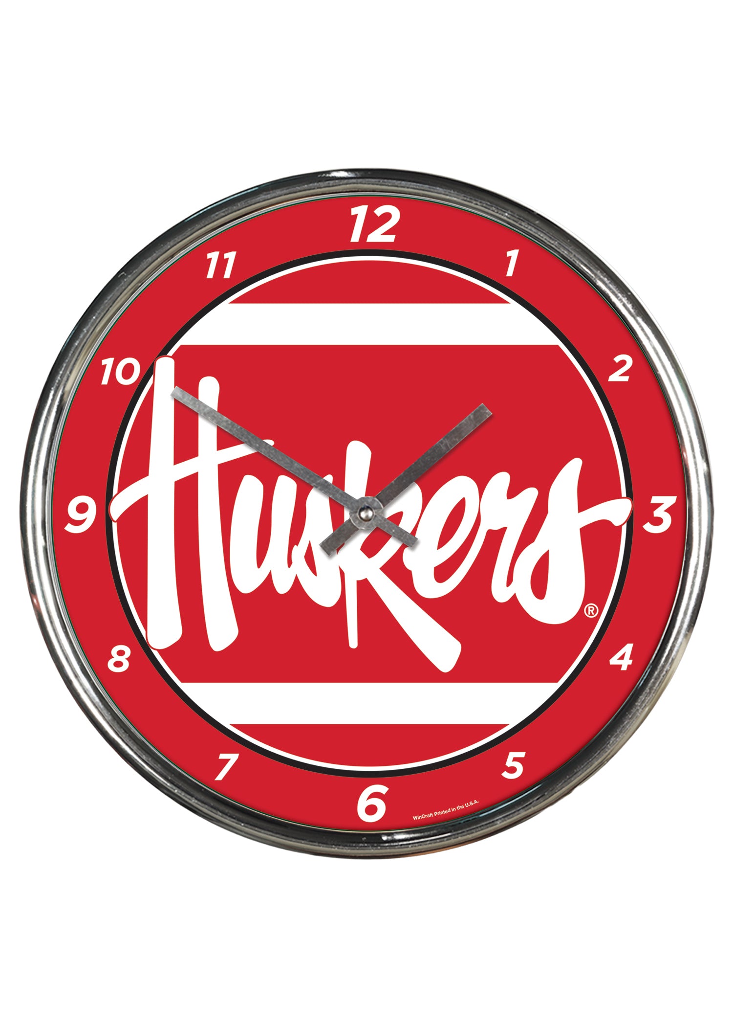 Script Huskers 12in Clock - Nebraska Cornhuskers