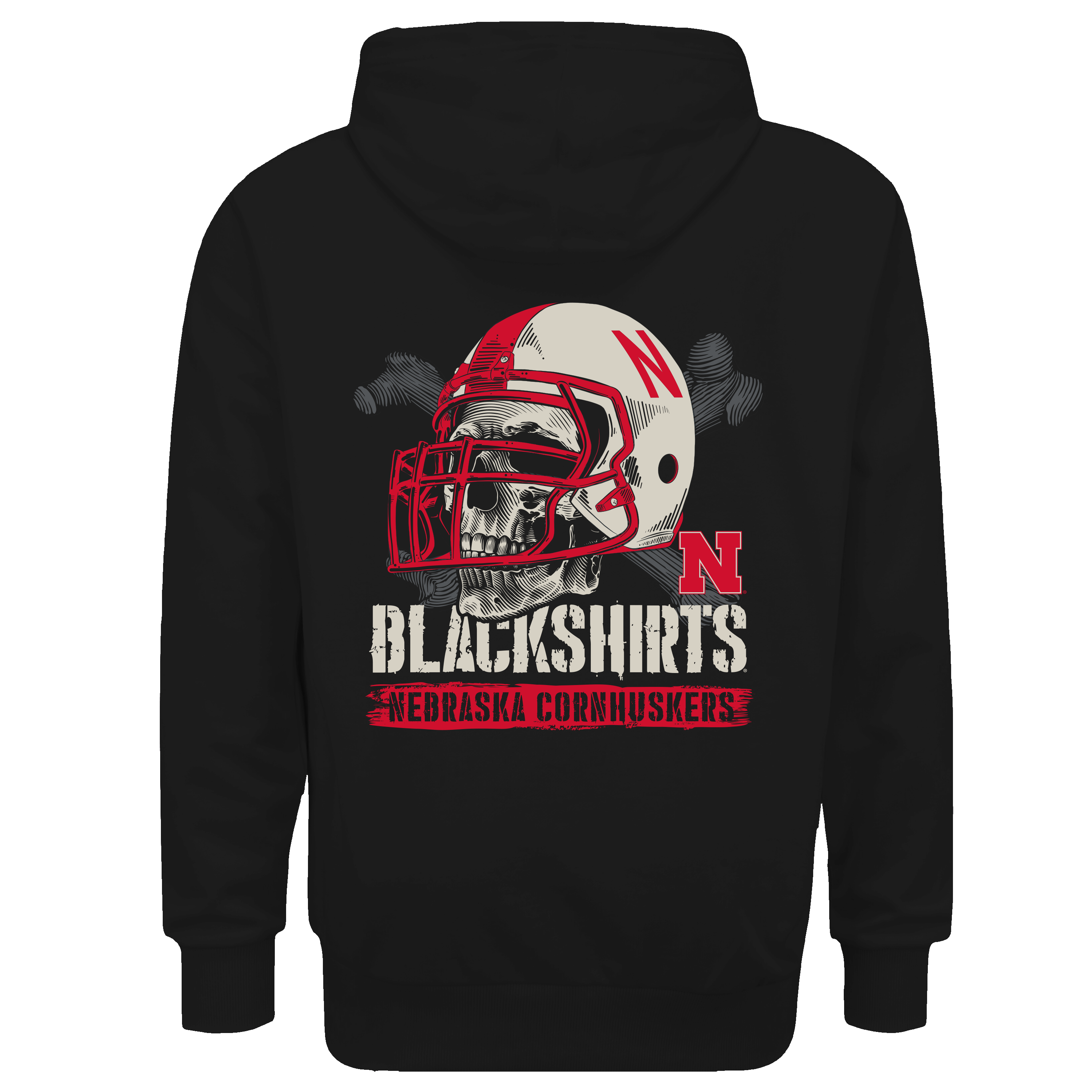 Skull and Crossbones Black Hoodie Blackshirts - Nebraska Cornhuskers