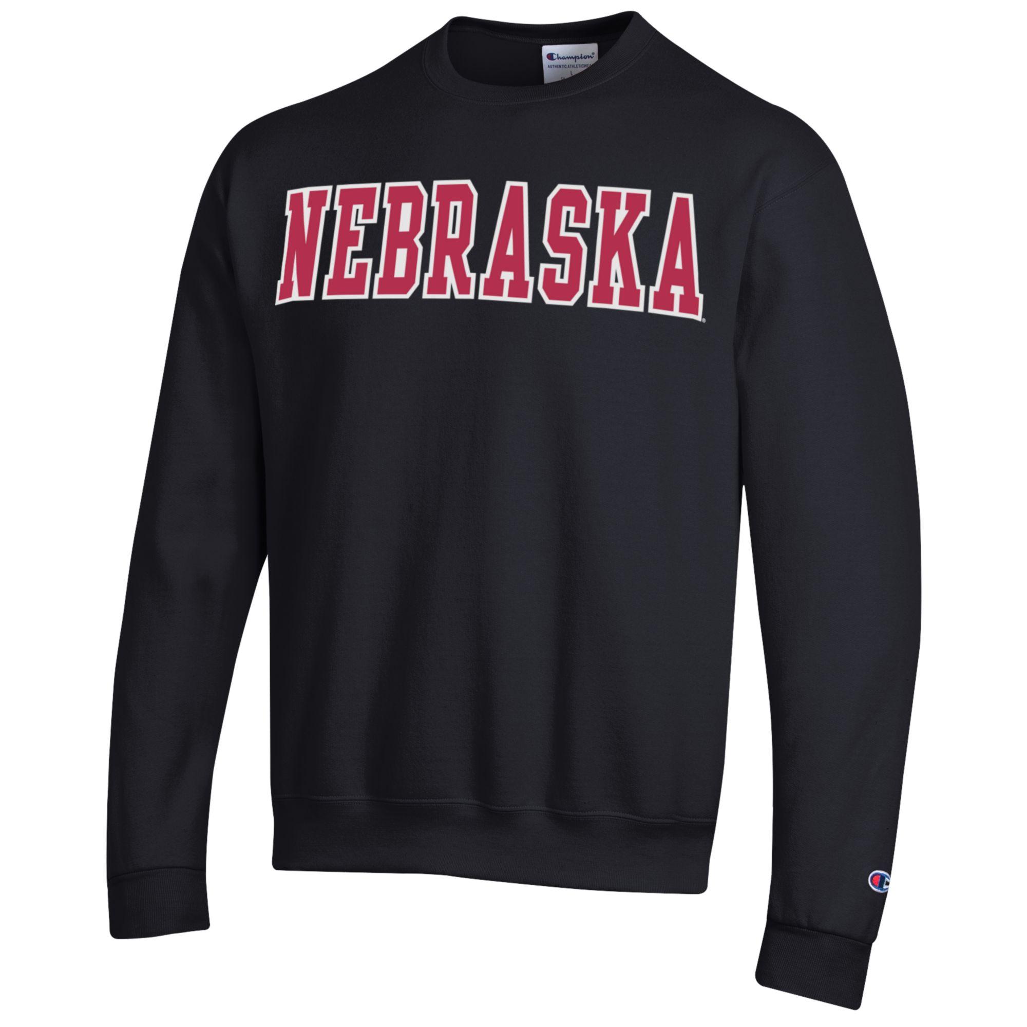 Stitched Nebraska Crew in Black - Nebraska Cornhuskers