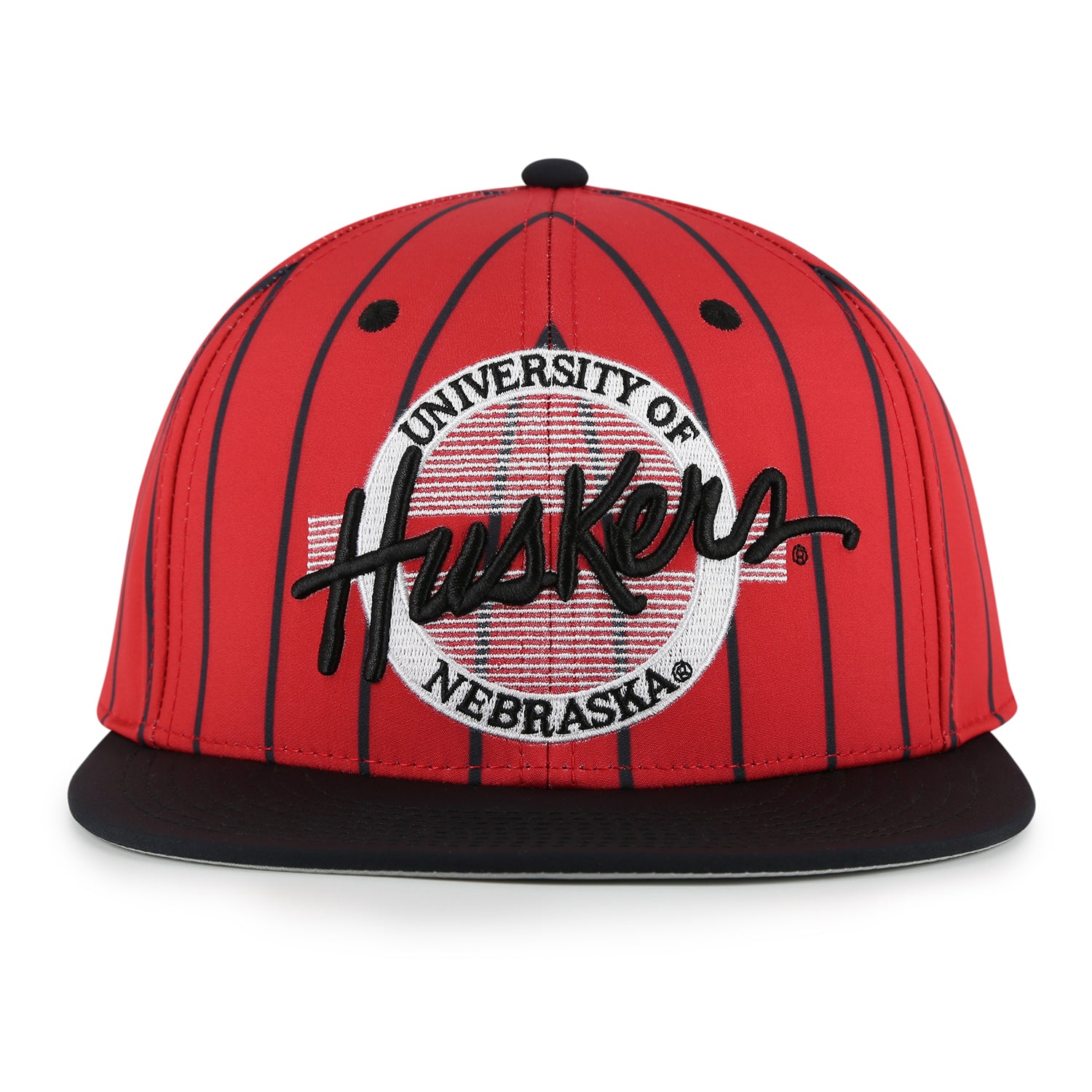 Sublimated Pinstripes Baseball Hat, Flat Bill, Snapback - Nebraska Cornhuskers