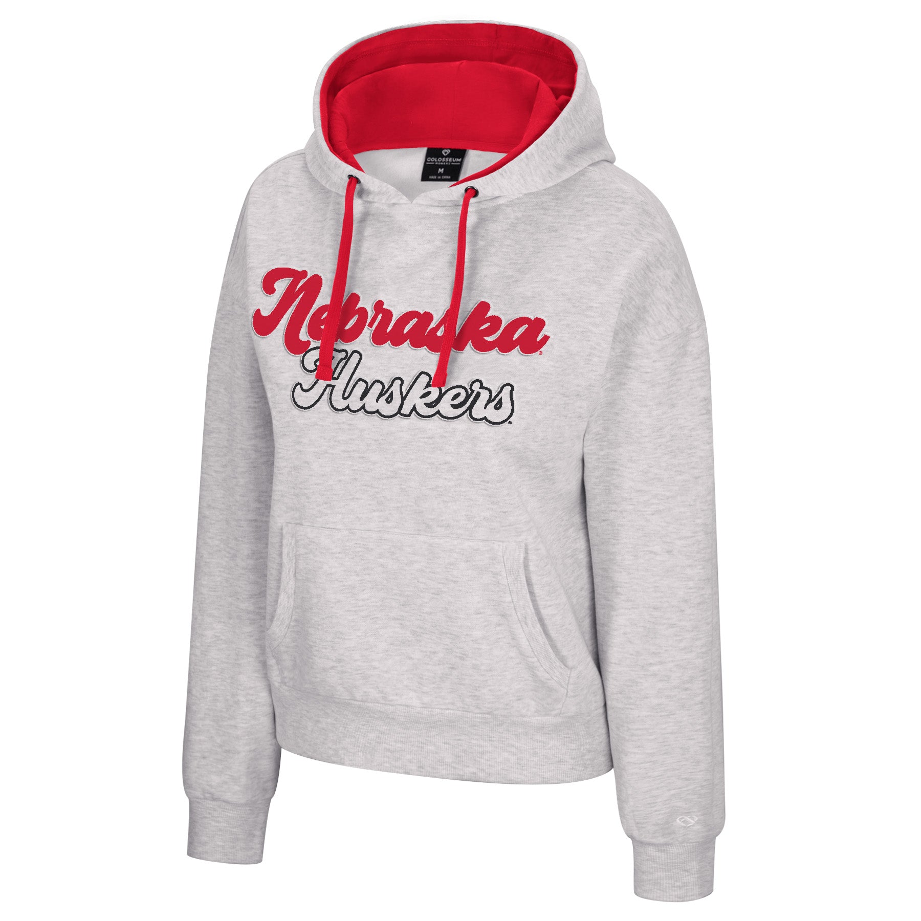 Sugar Embossed Hoodie in Light Heather Gray - Nebraska Cornhuskers