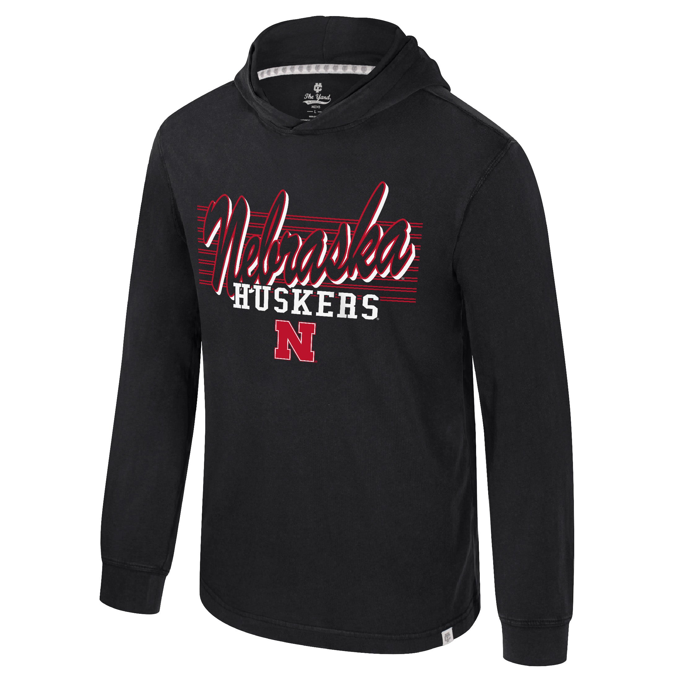 Taromina Long Sleeve Hooded Tee in Black - Nebraska Cornhuskers
