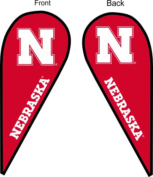 Tear Drop - 9ft Tear Drop Flag Double Sided Silk Screened Nebraska Cornhuskers