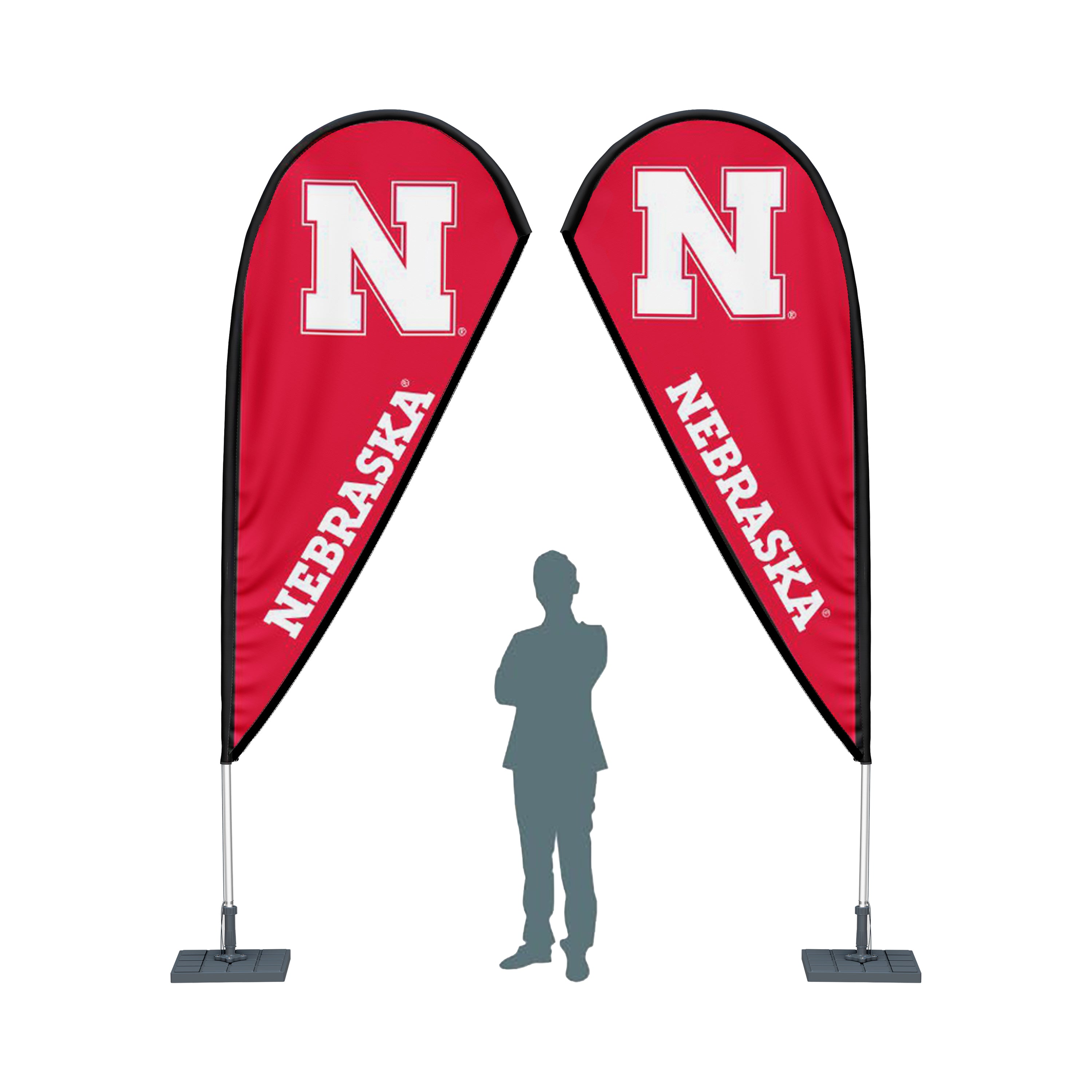 Tear Drop - 9ft Tear Drop Flag Double Sided Silk Screened Nebraska Cornhuskers