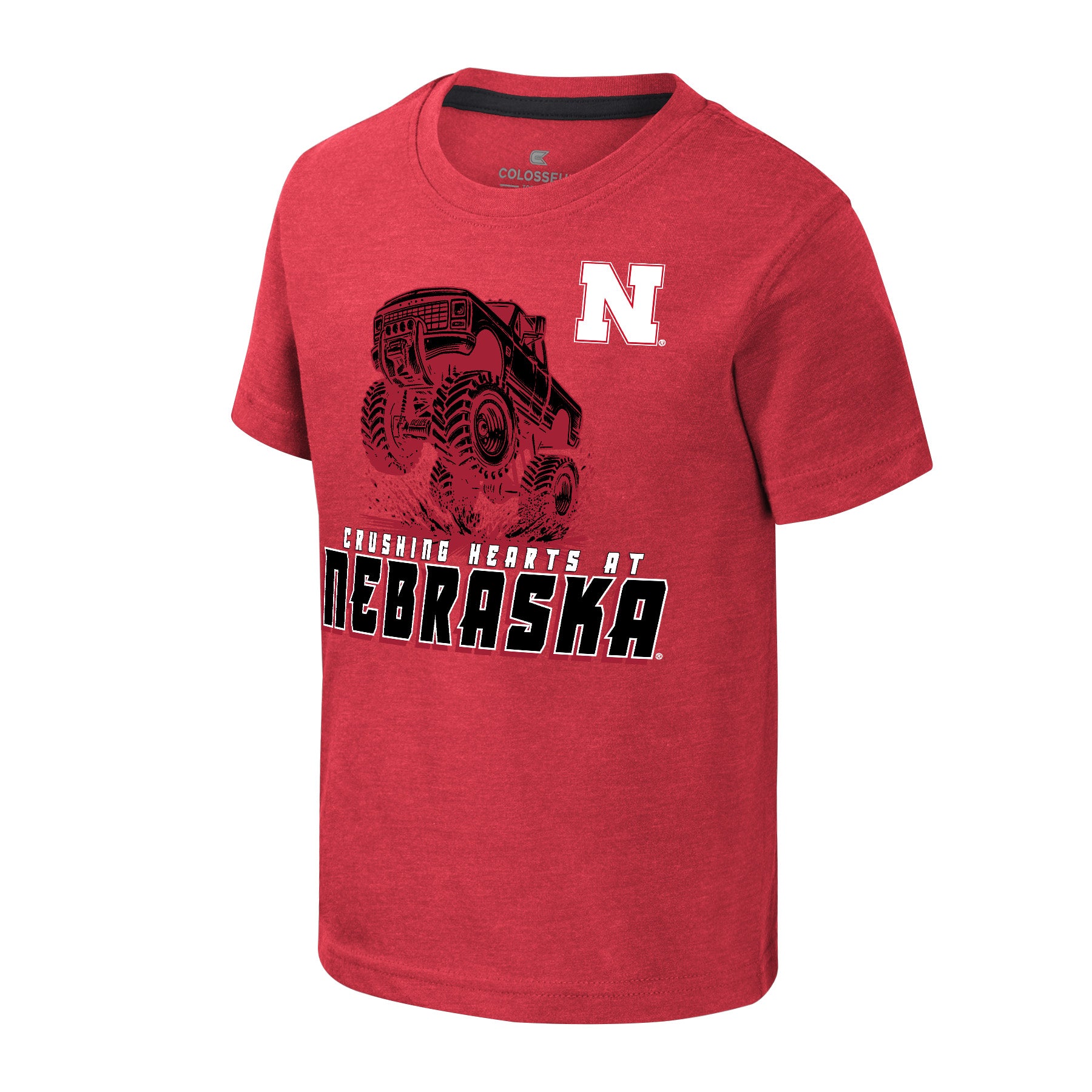 Toddler Crushing Hearts Short Sleeve Tee in Red - Nebraska Cornhuskers
