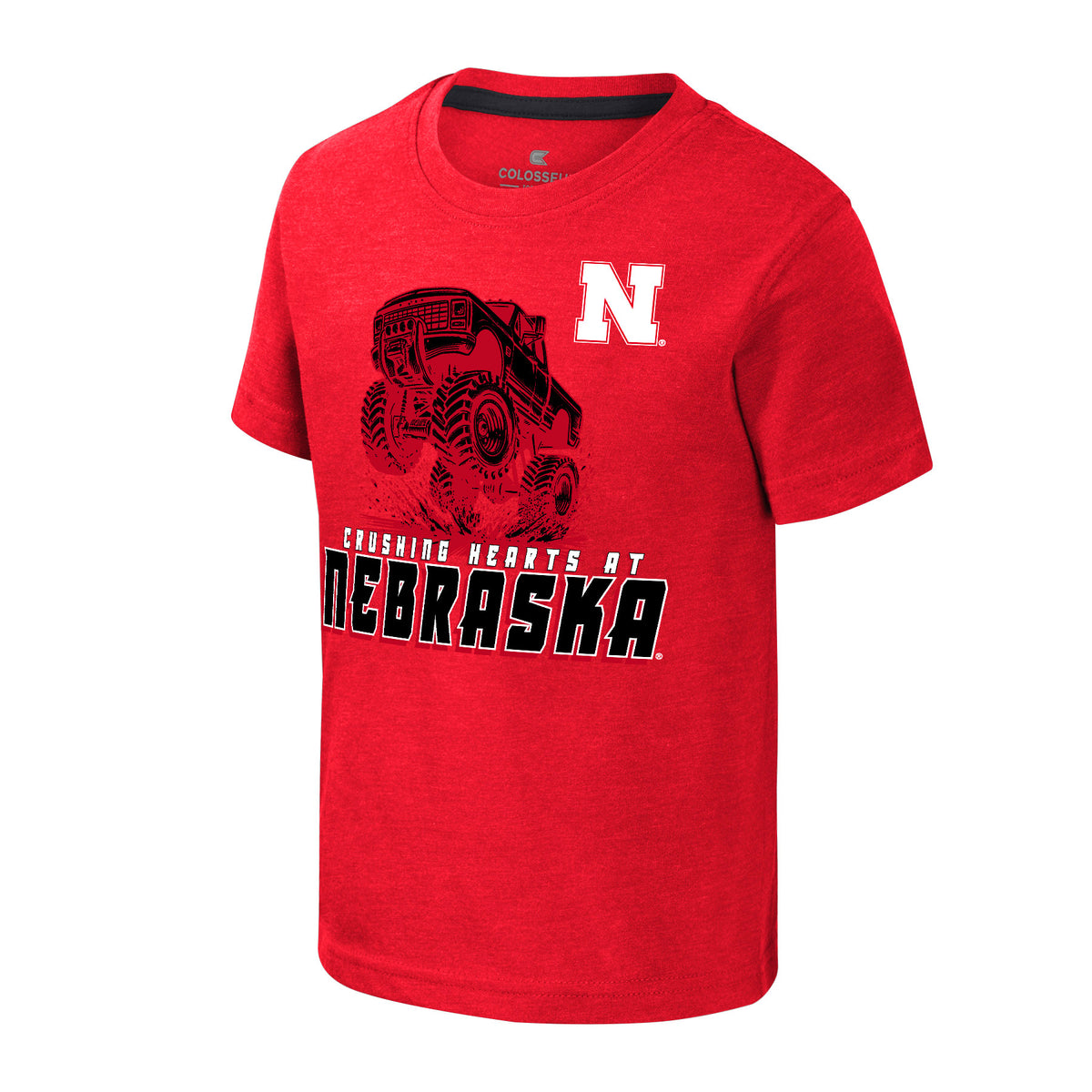 Toddler Crushing Hearts Short Sleeve Tee in Red - Nebraska Cornhuskers