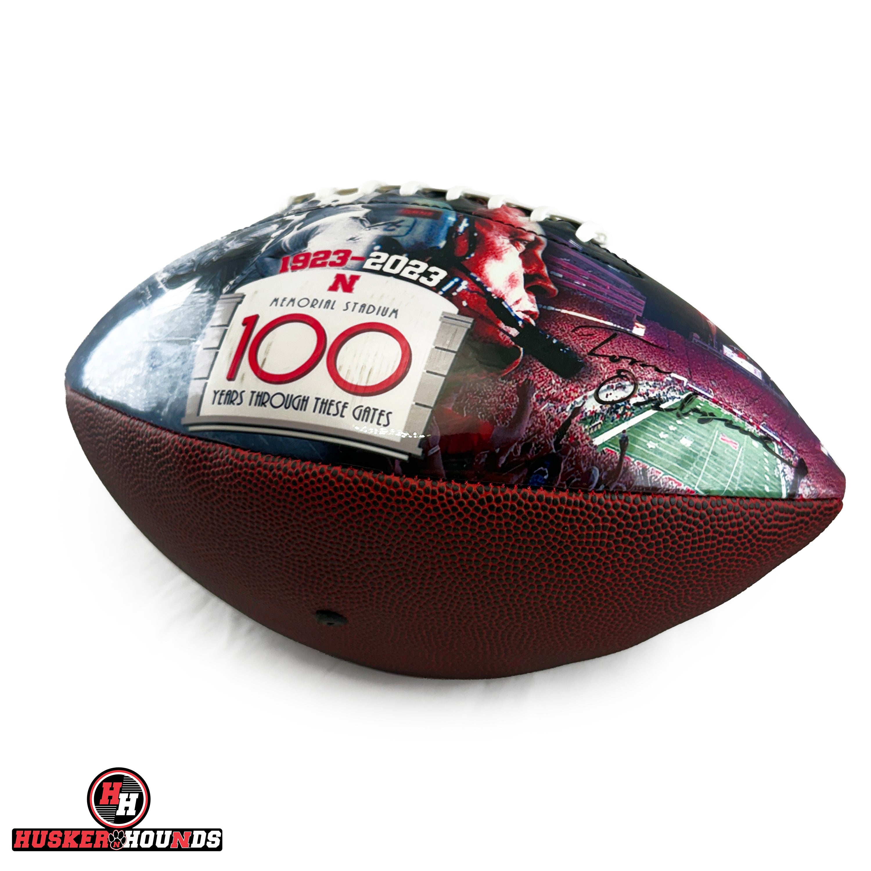 Tom Osborne 100 years Autographed Football - Nebraska Cornhuskers