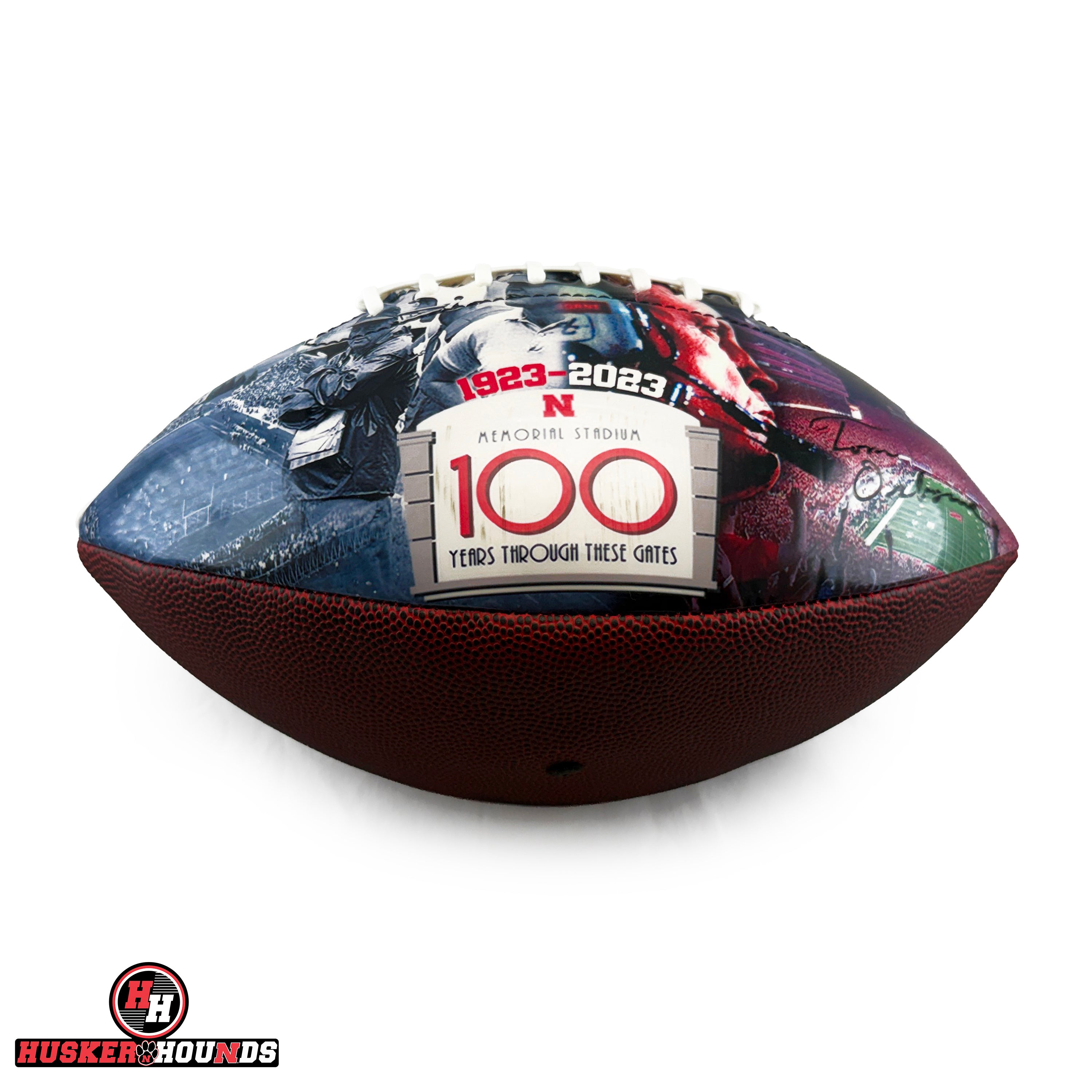Tom Osborne 100 years Autographed Football - Nebraska Cornhuskers