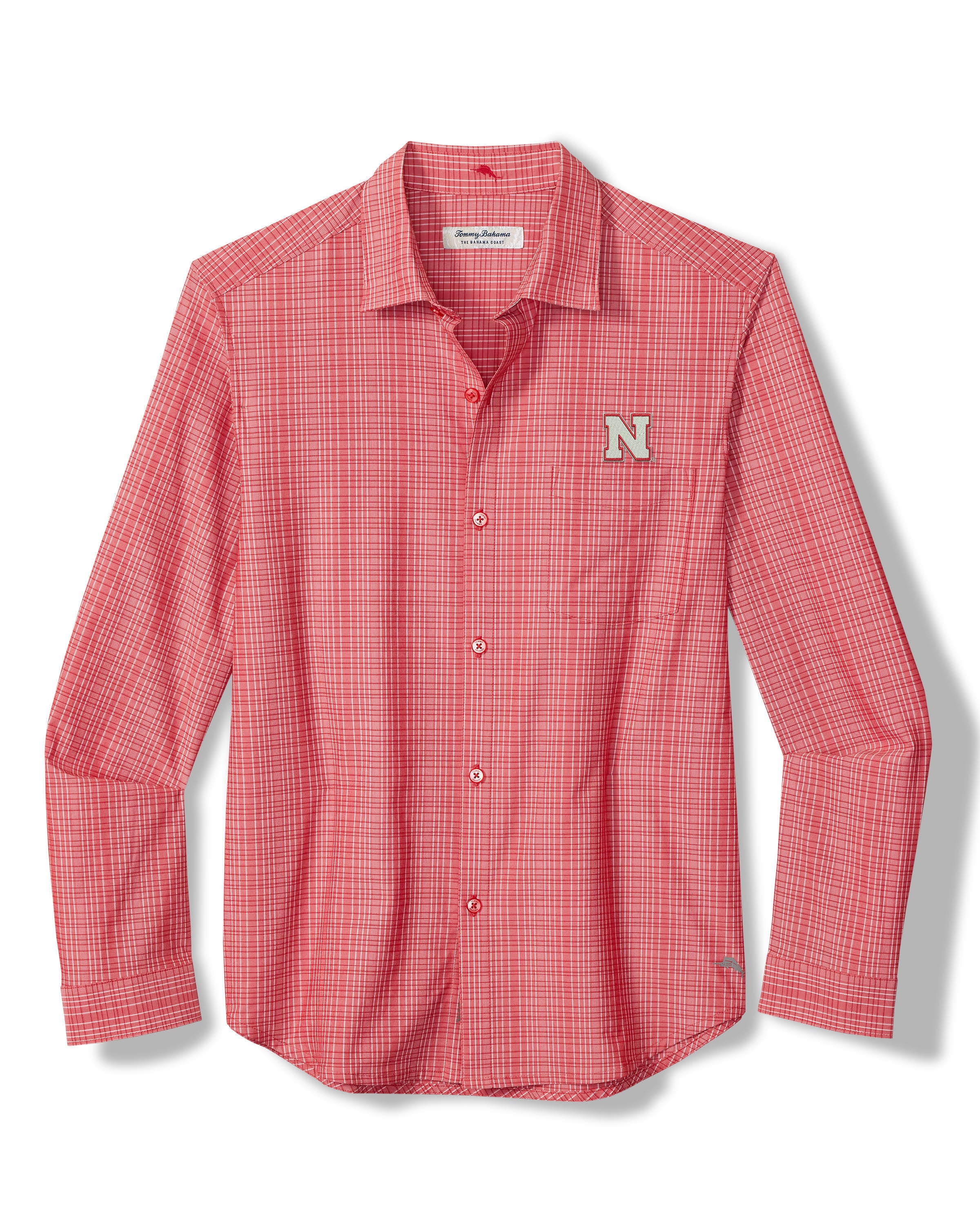 Tommy Bahama Nebraska Huskers Bahama Coast Tidal Check Woven Long Sleeve in Havana