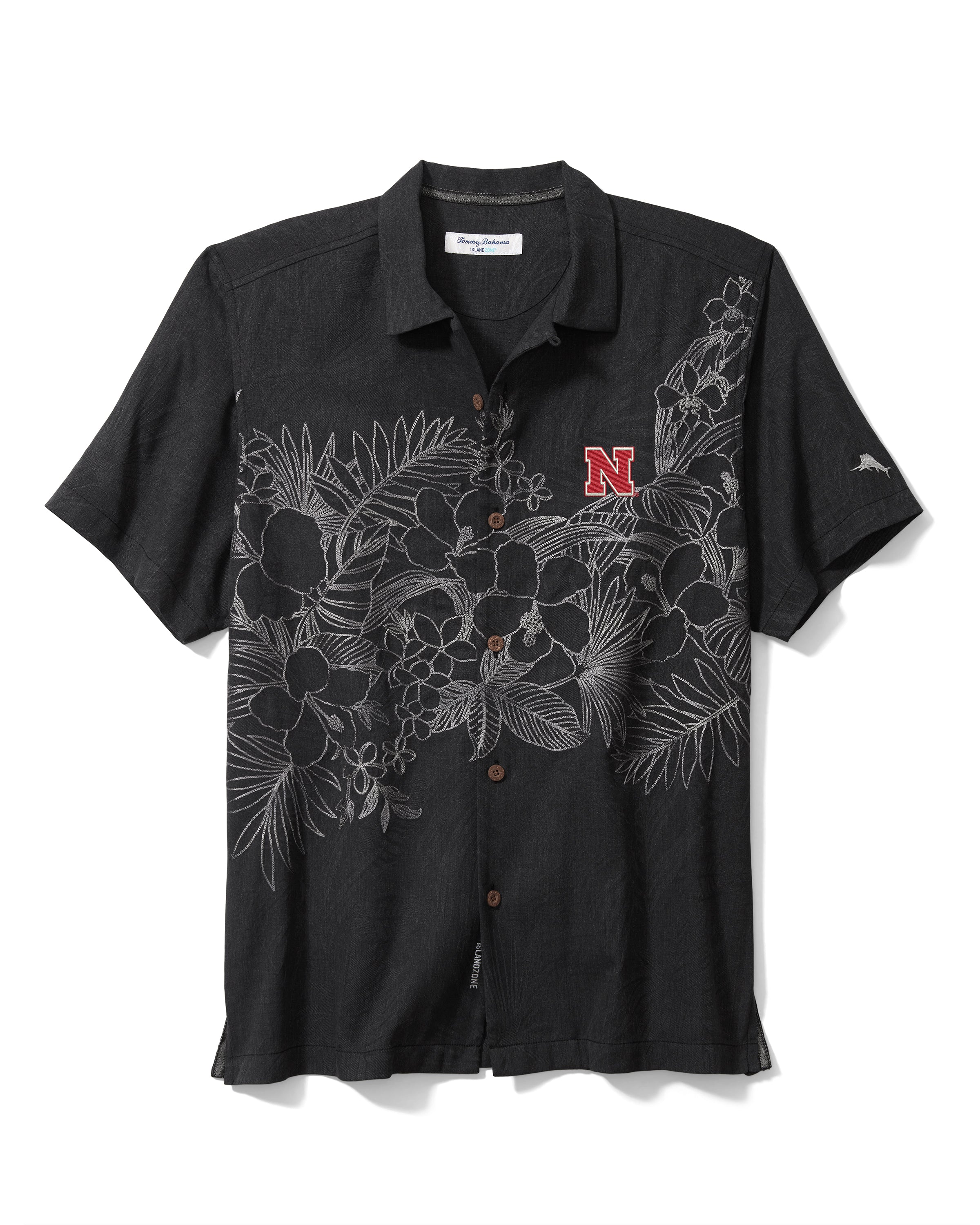 Tommy Bahama Nebraska Huskers IslandZone Game Day Lei Camp in Black