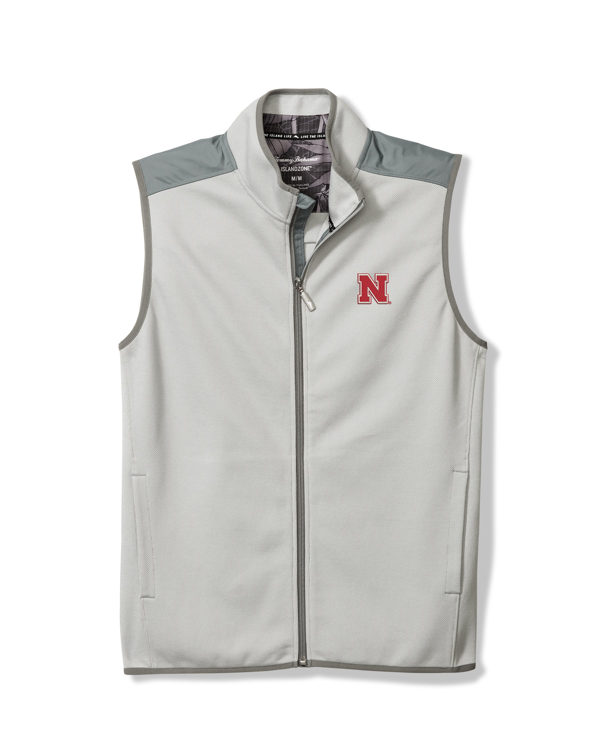 Tommy Bahama Nebraska Huskers Surf and Trek Full-Zip Vest in Bala Shark